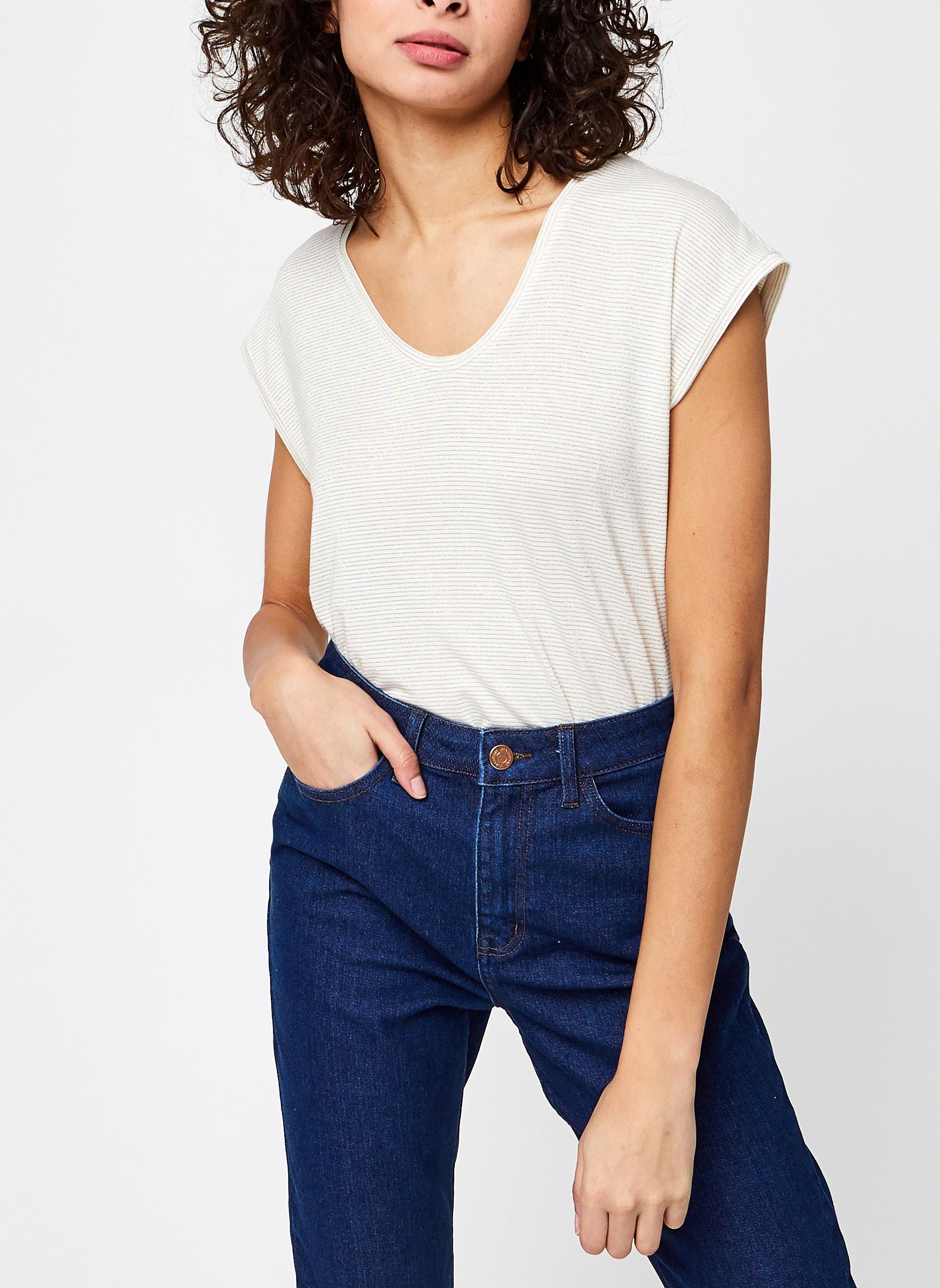 Tee-shirts T-Shirt Pcbillo Tee Lurex Stripes Noos femme blanc Pieces Tee-shirts T-Shirt Pcbillo Tee Lurex Stripes Noos femme blanc Bright white