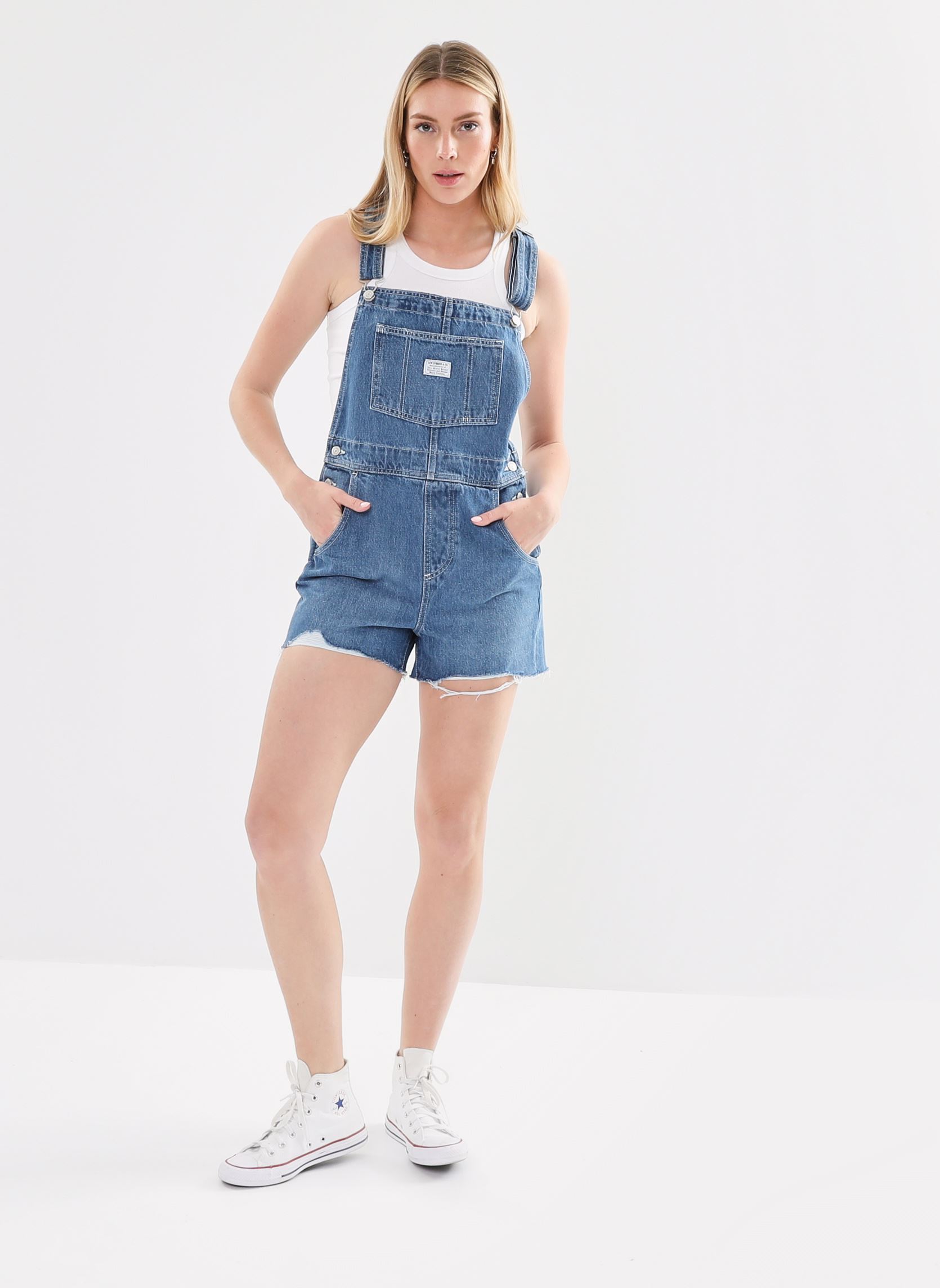 Salopettes Vintage Shortall femme bleu Levi's Salopettes Vintage Shortall femme bleu Mend Me Not
