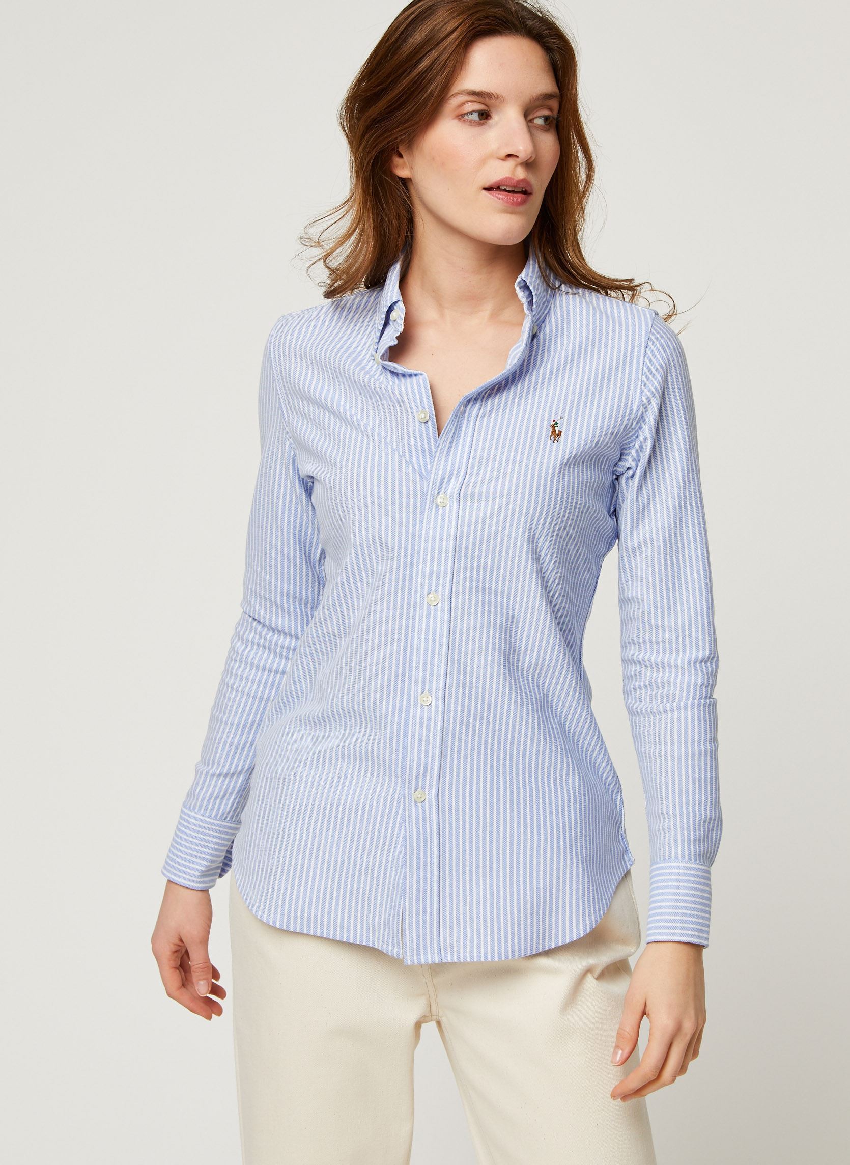 Hemden Chemise Oxford coton piqué rayé dames blauw Polo Ralph Lauren Hemden Chemise Oxford coton piqué rayé dames blauw HARBOR ISLAND BLUEWHITE