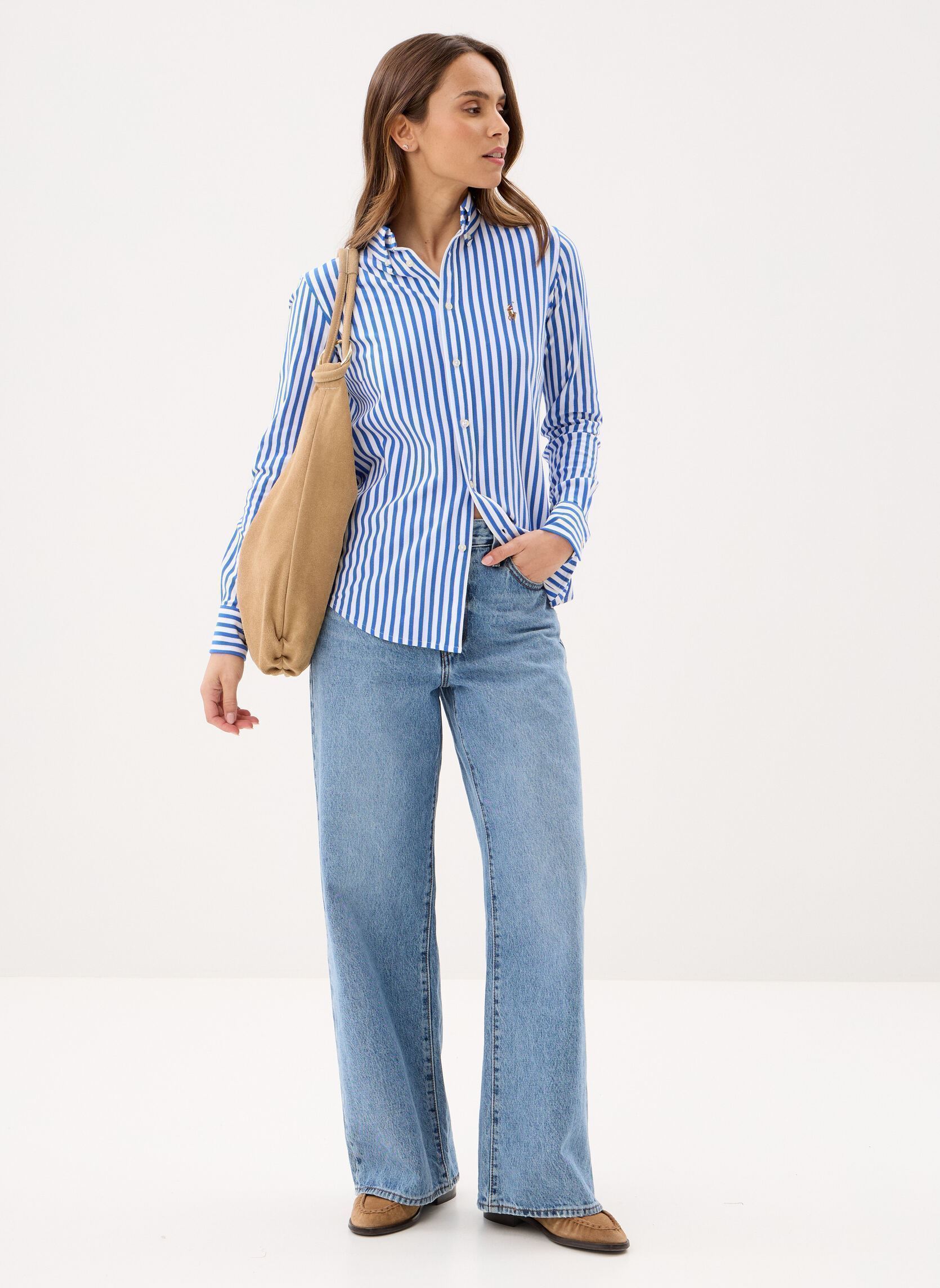 Chemises Chemise Oxford coton piqué rayé femme bleu Polo Ralph Lauren Chemises Chemise Oxford coton piqué rayé femme bleu NEW IRIS BLUE/WHITE