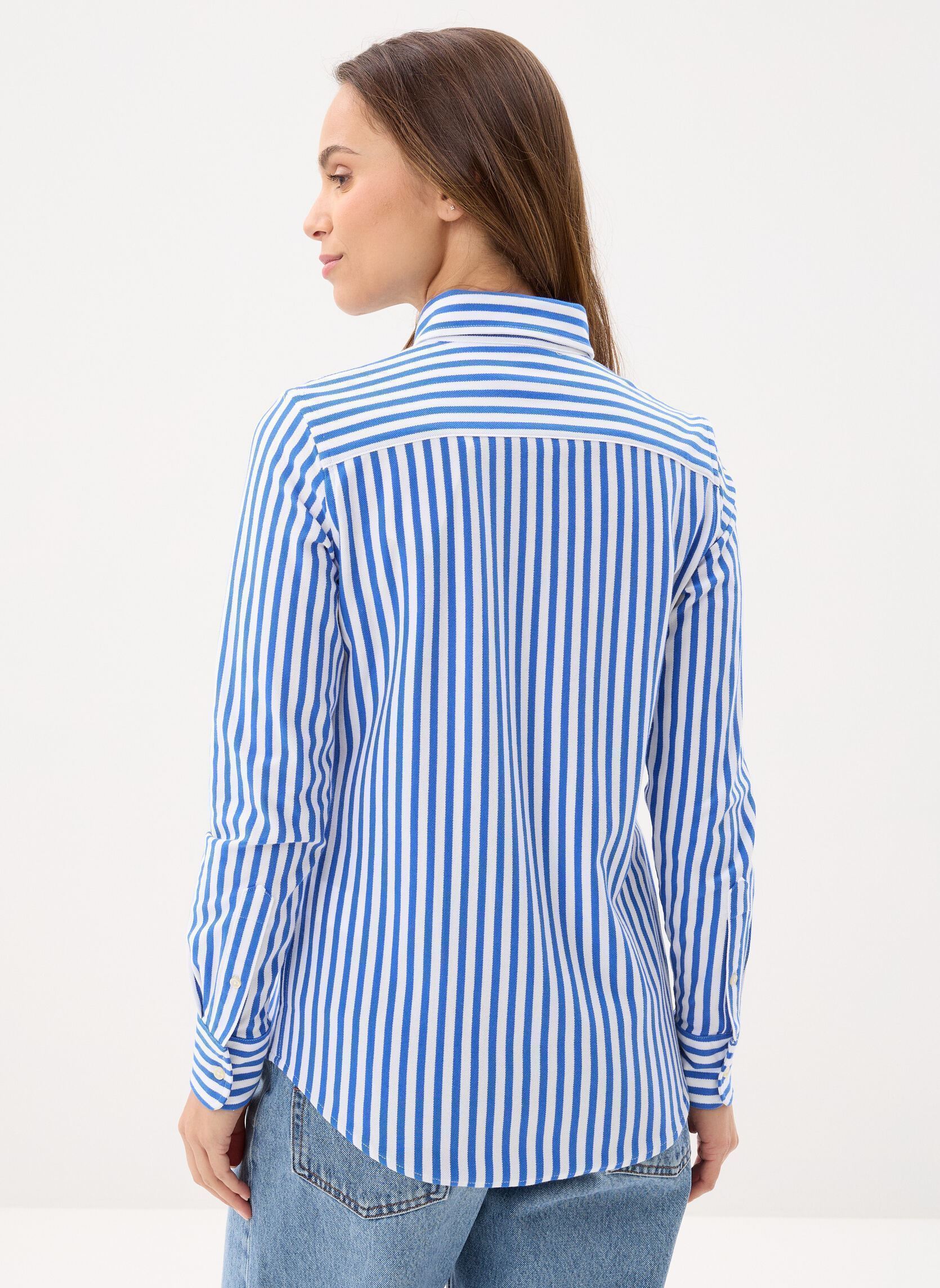 Chemises Chemise Oxford coton piqué rayé femme bleu Polo Ralph Lauren Chemises Chemise Oxford coton piqué rayé femme bleu NEW IRIS BLUE/WHITE