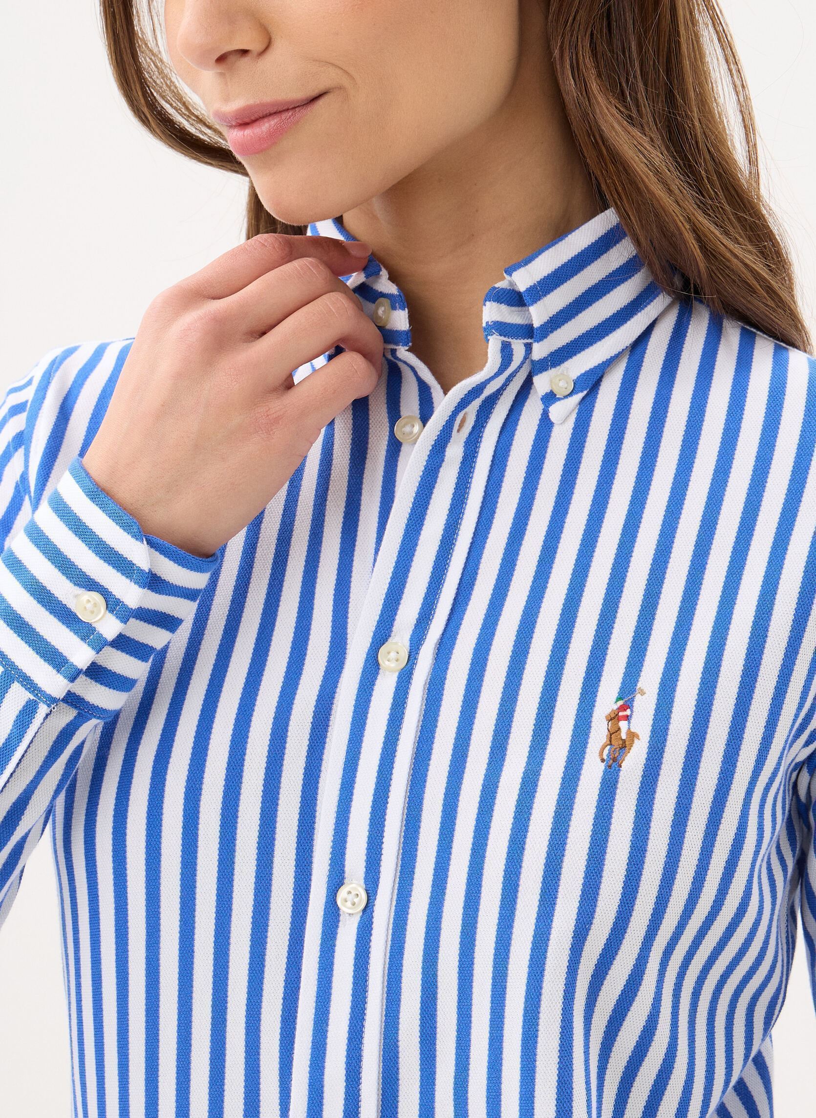 Chemises Chemise Oxford coton piqué rayé femme bleu Polo Ralph Lauren Chemises Chemise Oxford coton piqué rayé femme bleu NEW IRIS BLUE/WHITE