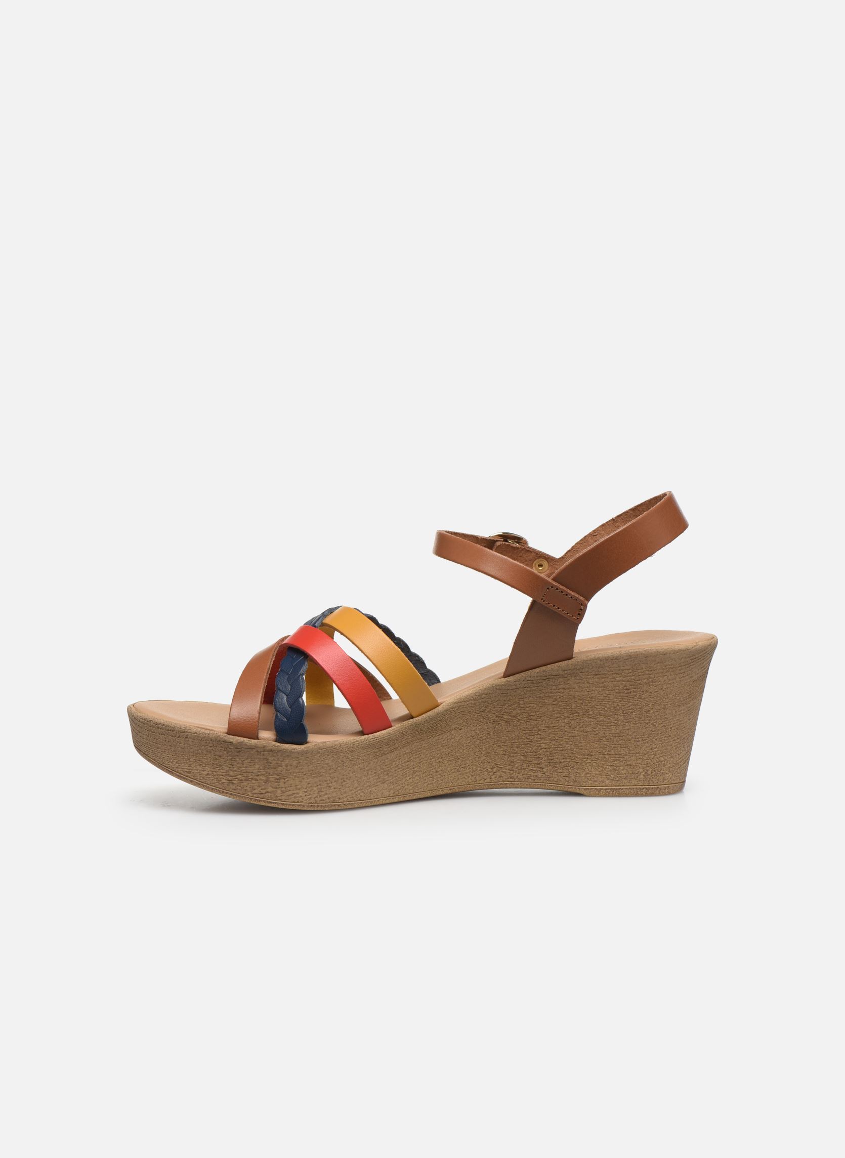 Sandalen met sleehak en plateau Dopila - sandales compensées dames meerkleurig Georgia Rose Sandalen met sleehak en plateau Dopila - sandales compensées dames meerkleurig CUIR LISSE MULTICOLOR