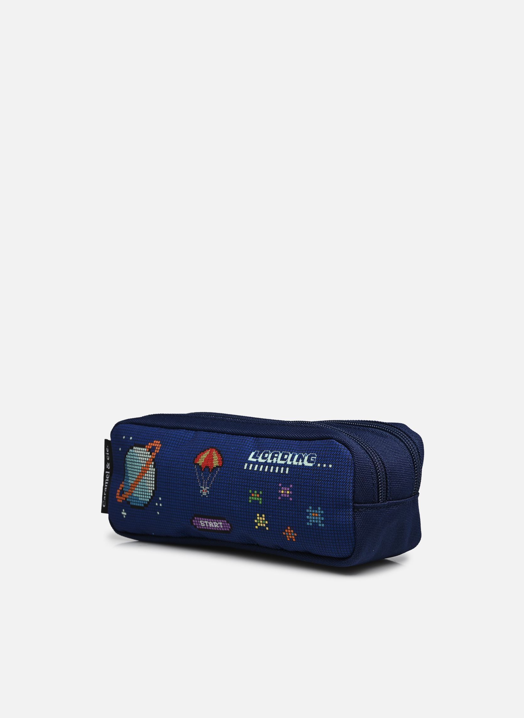 Trousses scolaire Trousse double garçon bleu Caramel & Cie Trousses scolaire Trousse double garçon bleu PIXEL ART