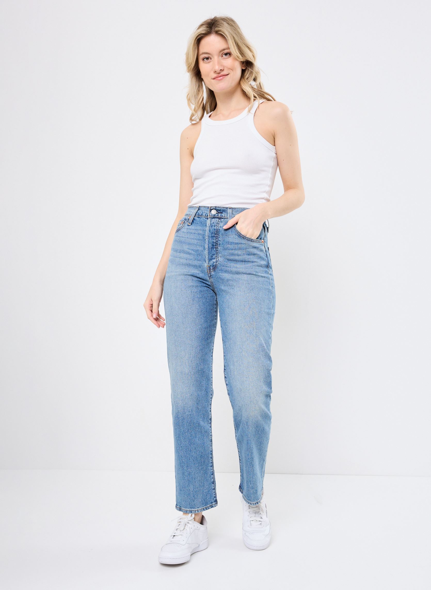 Rechte jeans / Straight Leg Jeans Ribcage Straight Ankle dames blauw Levi's Rechte jeans / Straight Leg Jeans Ribcage Straight Ankle dames blauw COOL INVITE