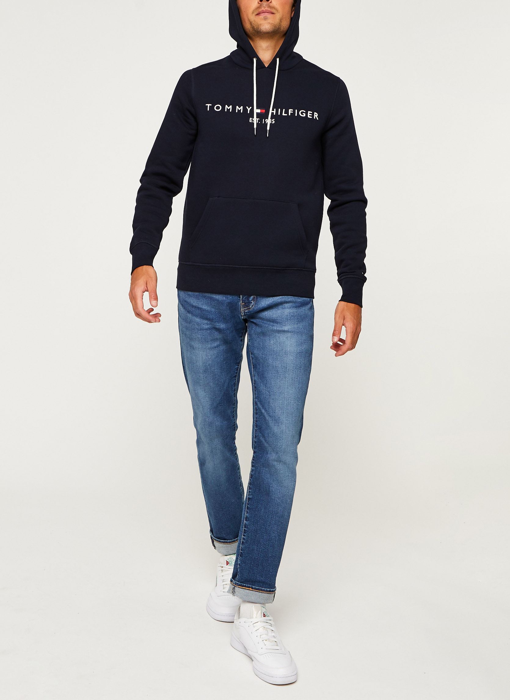 Felpe con cappuccio Core Tommy Logo Hoodie uomo blu Tommy Hilfiger Felpe con cappuccio Core Tommy Logo Hoodie uomo blu SKY CAPTAIN