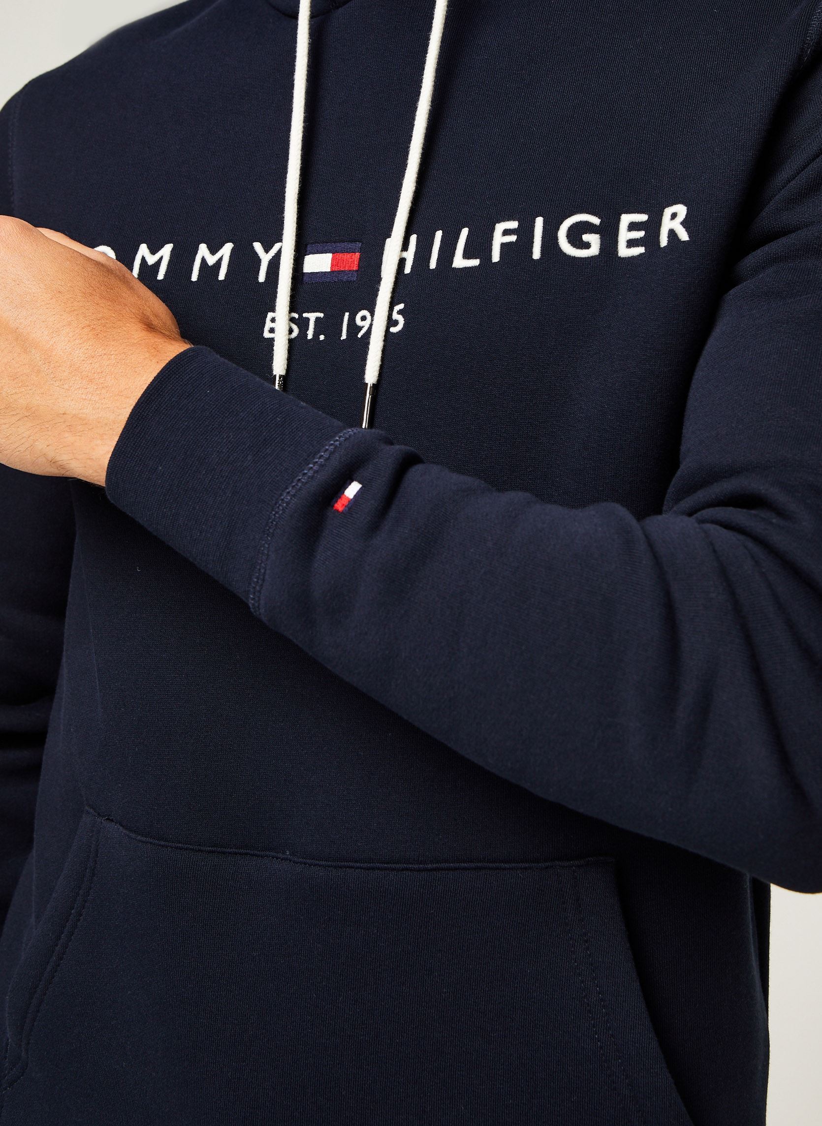 Felpe con cappuccio Core Tommy Logo Hoodie uomo blu Tommy Hilfiger Felpe con cappuccio Core Tommy Logo Hoodie uomo blu SKY CAPTAIN