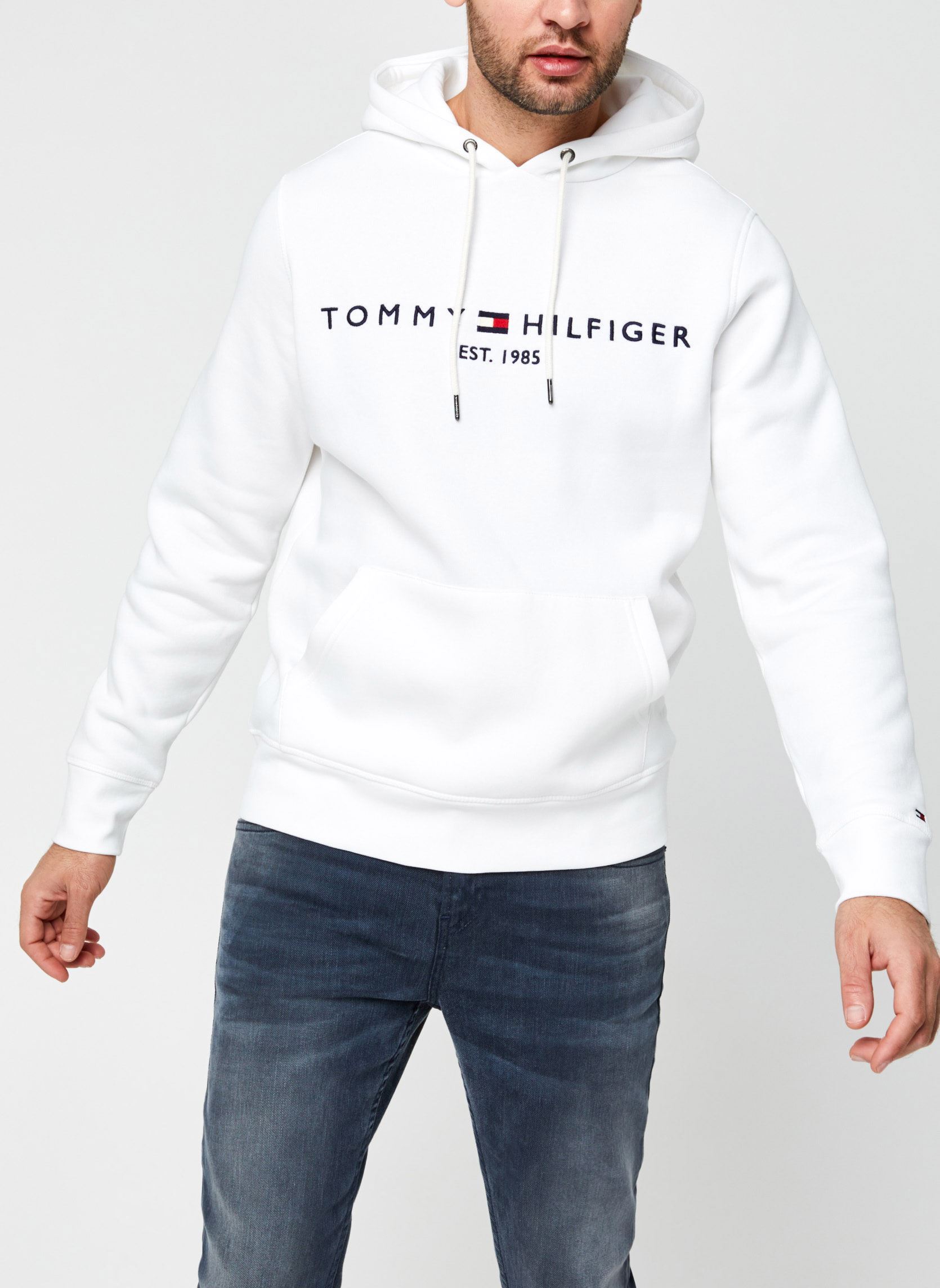 Sweats à capuche Tommy Logo Hoody homme blanc Tommy Hilfiger Sweats à capuche Tommy Logo Hoody homme blanc White