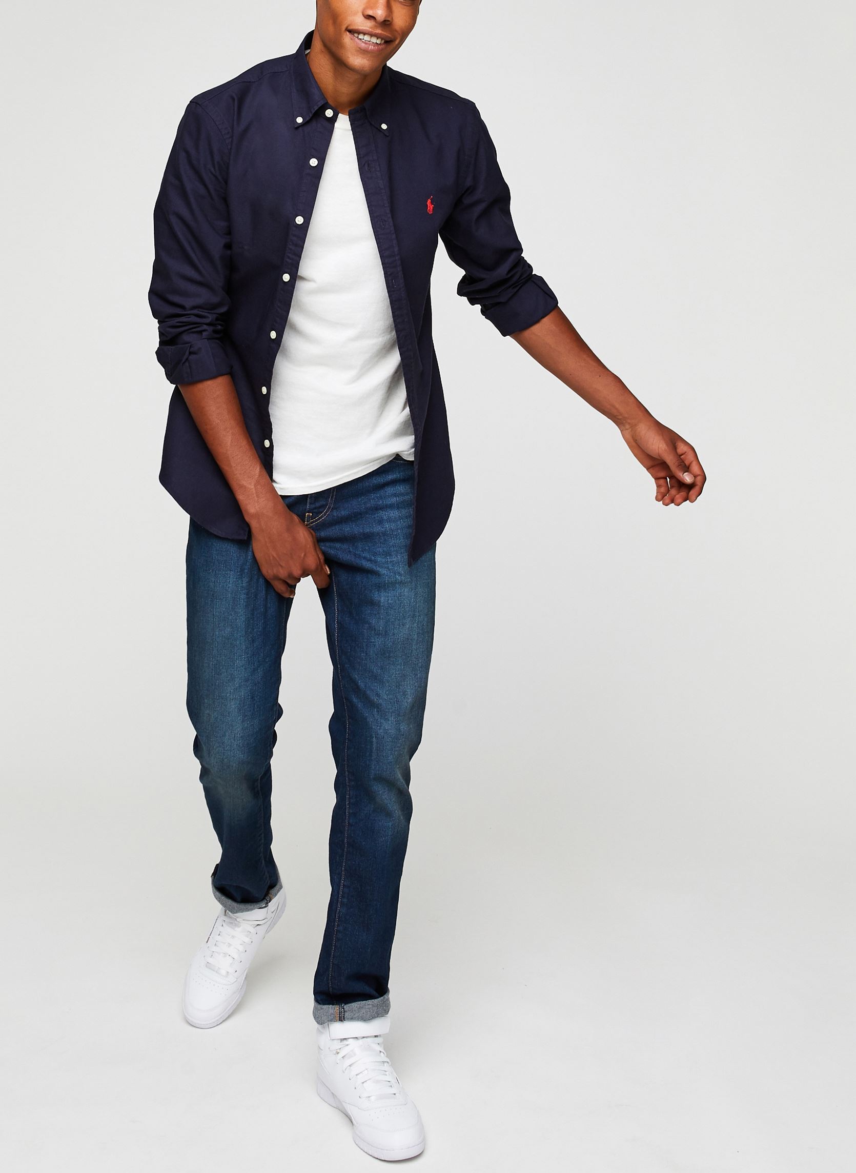 Hemden Chemise Oxford cintrée teinte en pièce herren blau Polo Ralph Lauren Hemden Chemise Oxford cintrée teinte en pièce herren blau RL NAVY