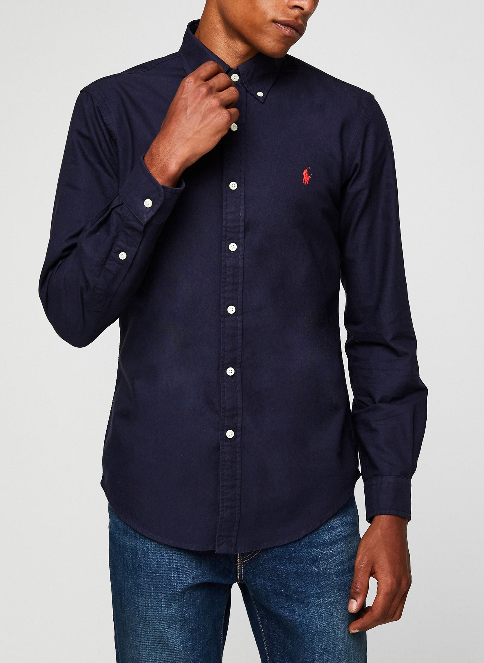 Hemden Chemise Oxford cintrée teinte en pièce herren blau Polo Ralph Lauren Hemden Chemise Oxford cintrée teinte en pièce herren blau RL NAVY