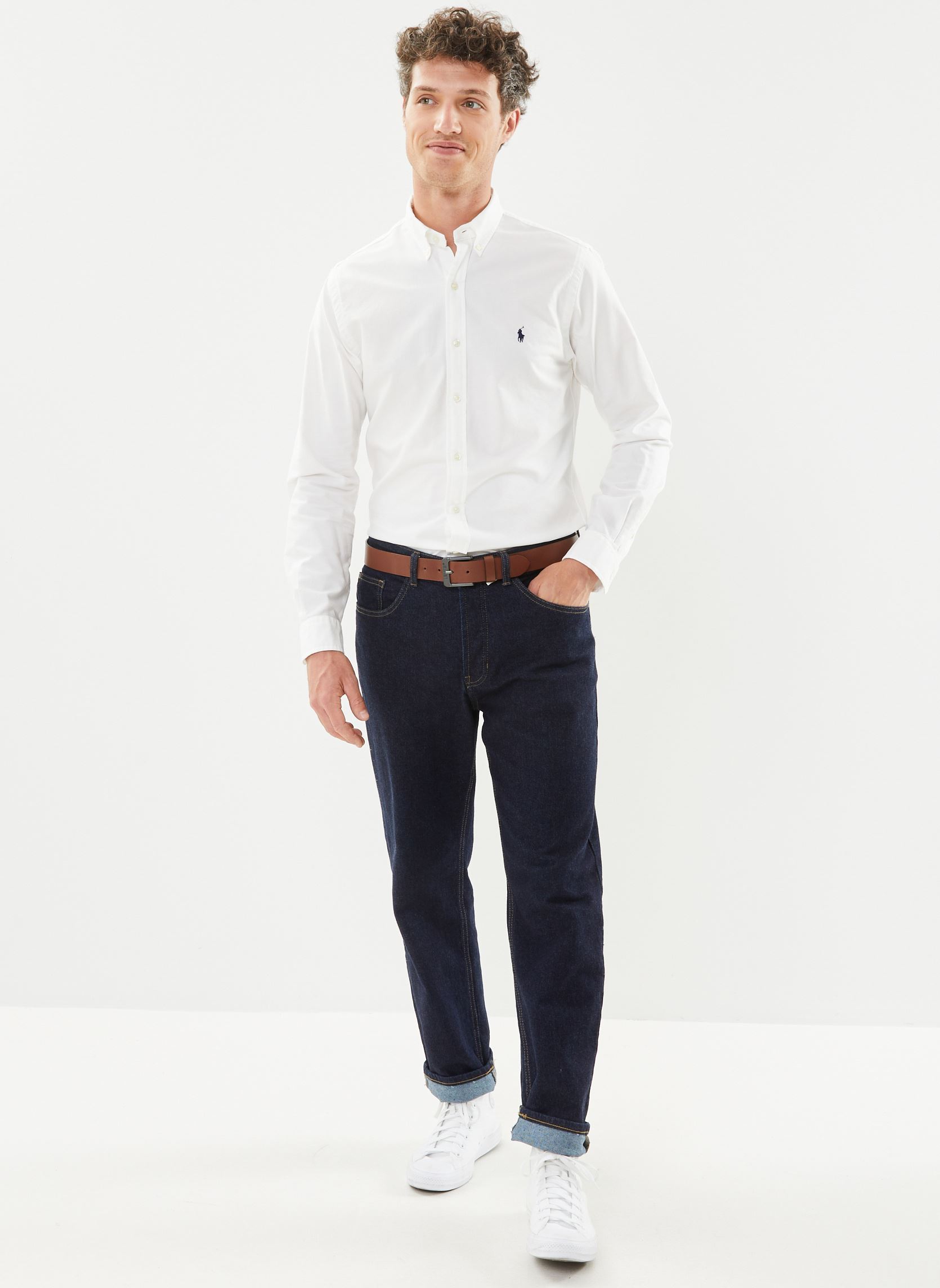 Camicie Chemise Oxford cintrée teinte en pièce uomo bianco Polo Ralph Lauren Camicie Chemise Oxford cintrée teinte en pièce uomo bianco WHITE