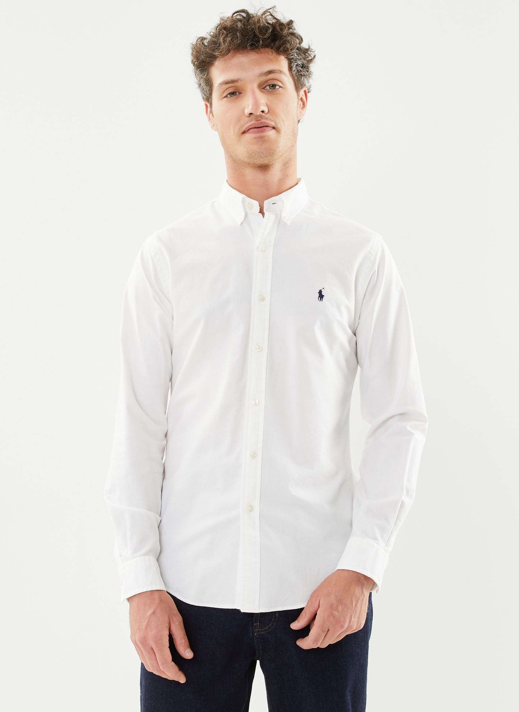 Camicie Chemise Oxford cintrée teinte en pièce uomo bianco Polo Ralph Lauren Camicie Chemise Oxford cintrée teinte en pièce uomo bianco WHITE