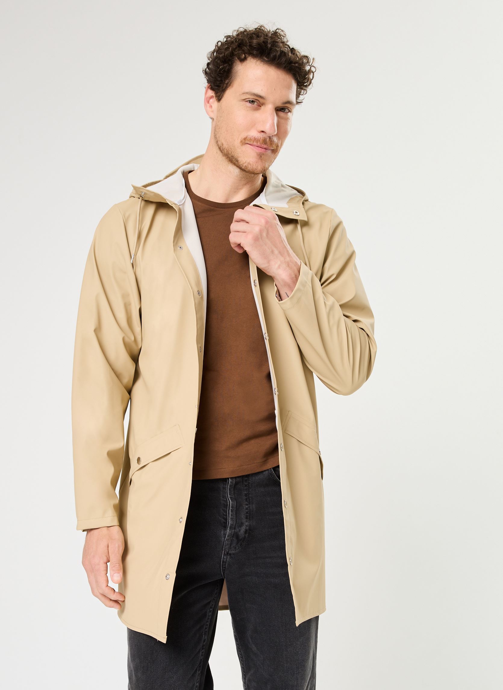 Wasserdichte Jacken Long Jacket M herren beige Rains Wasserdichte Jacken Long Jacket M herren beige SAND