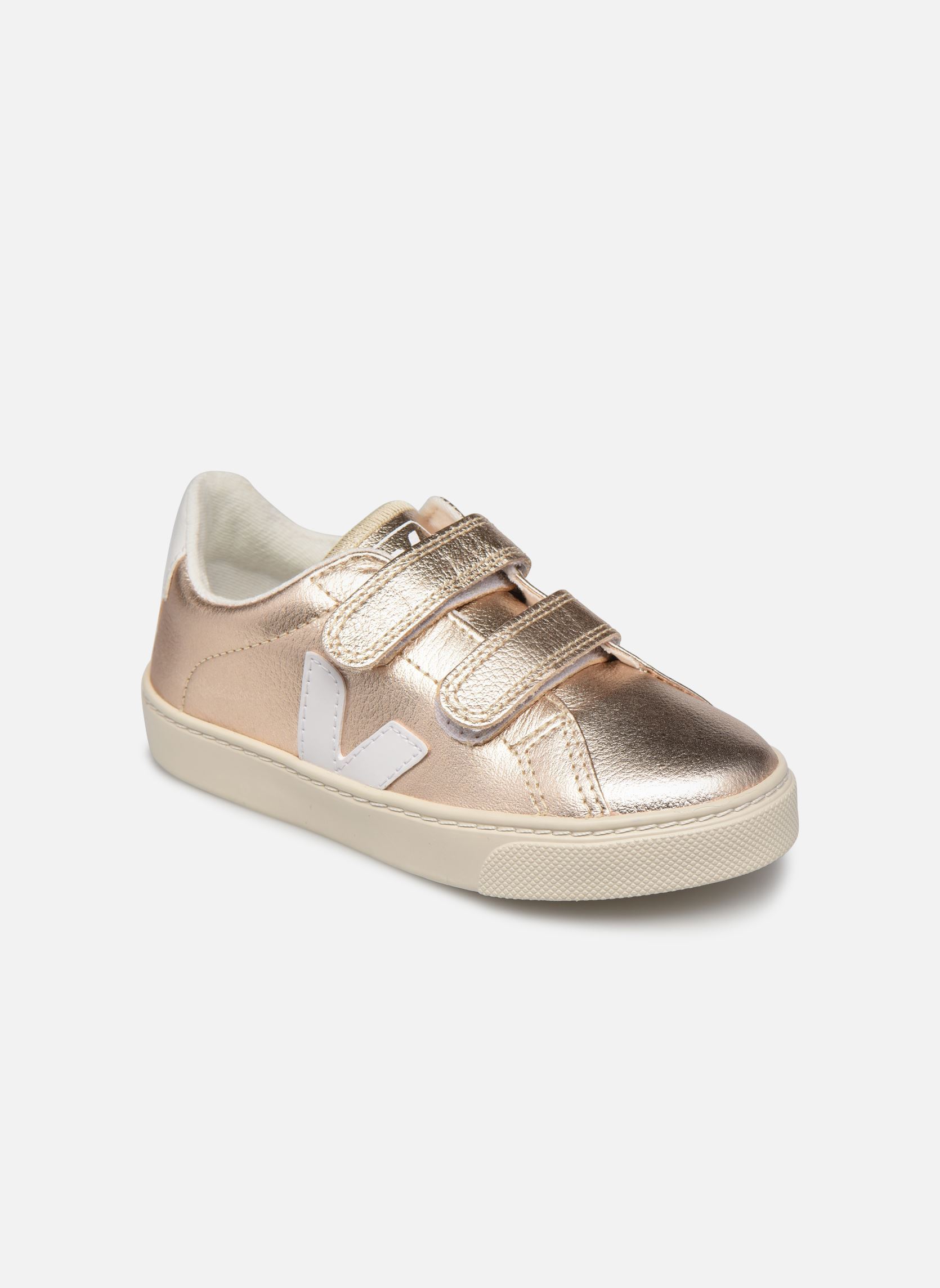 Lage sneakers Small Esplar Velcro Leather meisjes goud en brons Veja Lage sneakers Small Esplar Velcro Leather meisjes goud en brons PLATINE WHITE