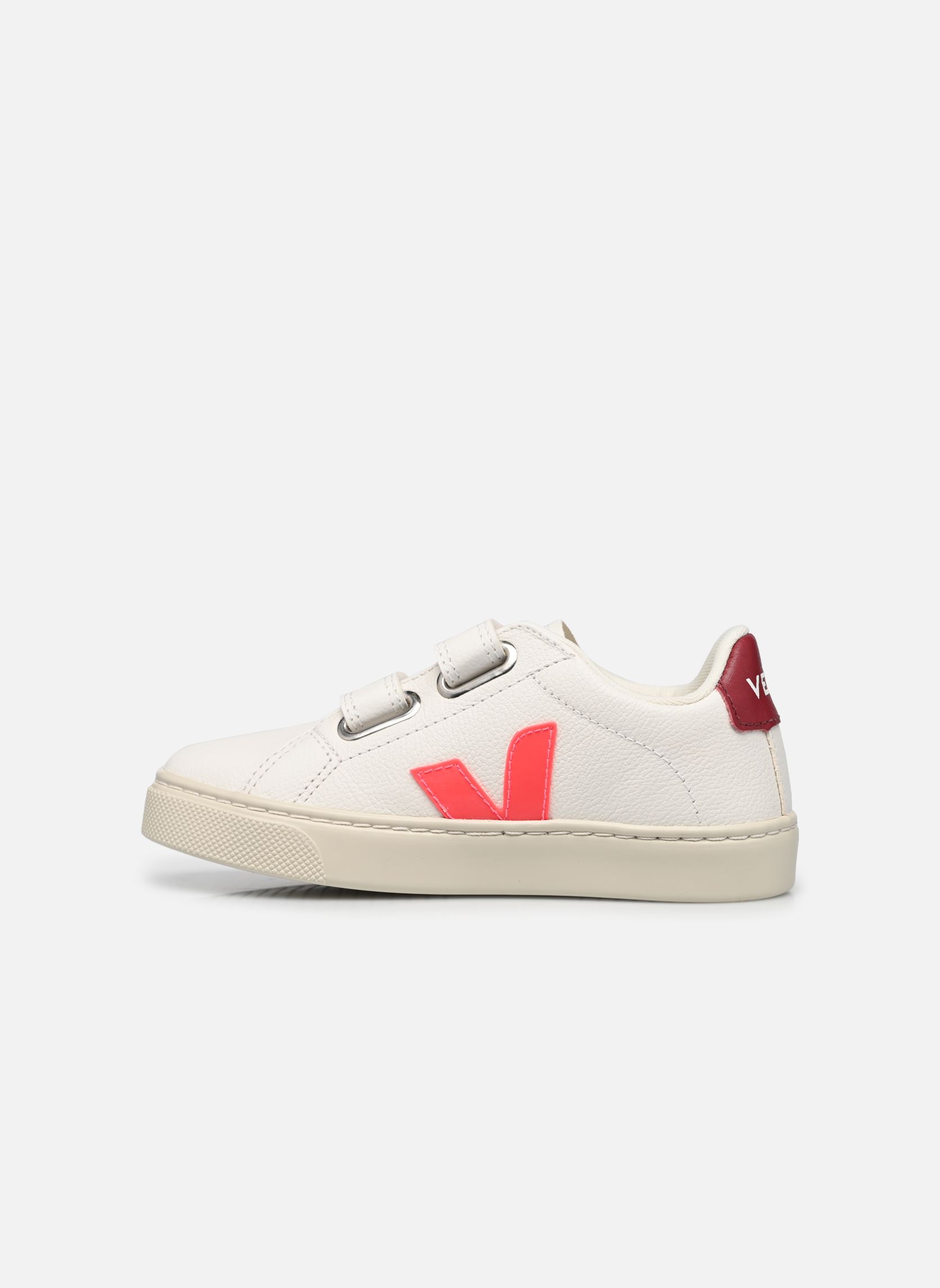 Baskets basses Small Esplar Velcro Leather fille blanc Veja Baskets basses Small Esplar Velcro Leather fille blanc EXTRA-WHITE_ROSE-FLUO_MARSALA