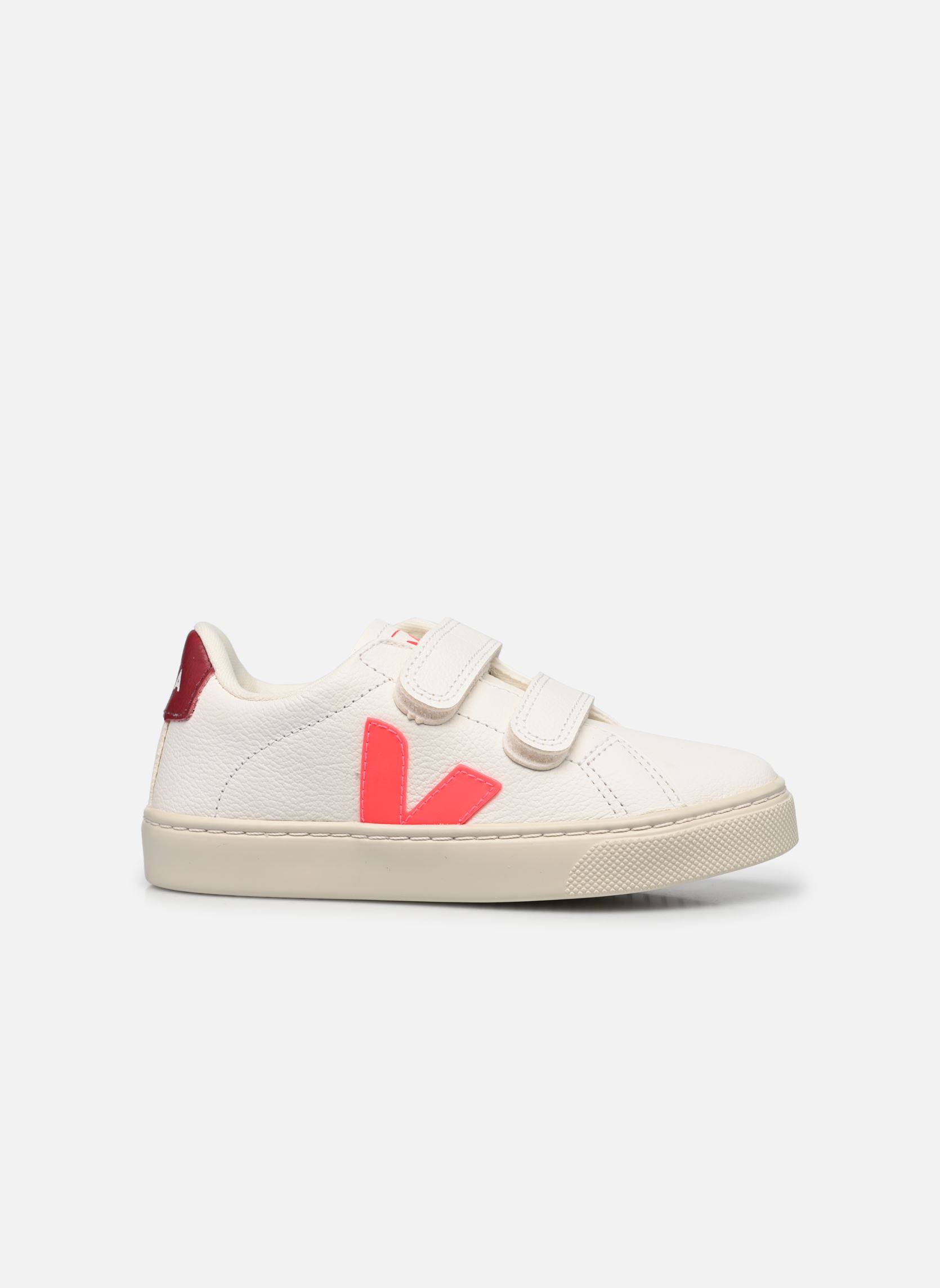 Baskets basses Small Esplar Velcro Leather fille blanc Veja Baskets basses Small Esplar Velcro Leather fille blanc EXTRA-WHITE_ROSE-FLUO_MARSALA
