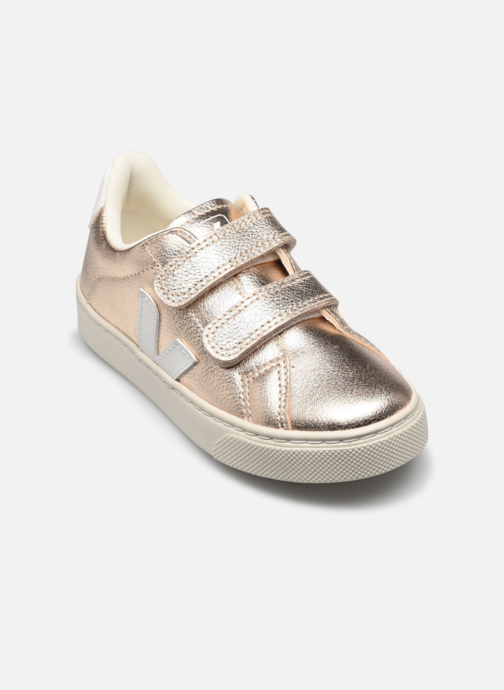 Baskets basses Small Esplar Velcro Leather fille or et bronze Veja Baskets basses Small Esplar Velcro Leather fille or et bronze PLATINE_WHITE