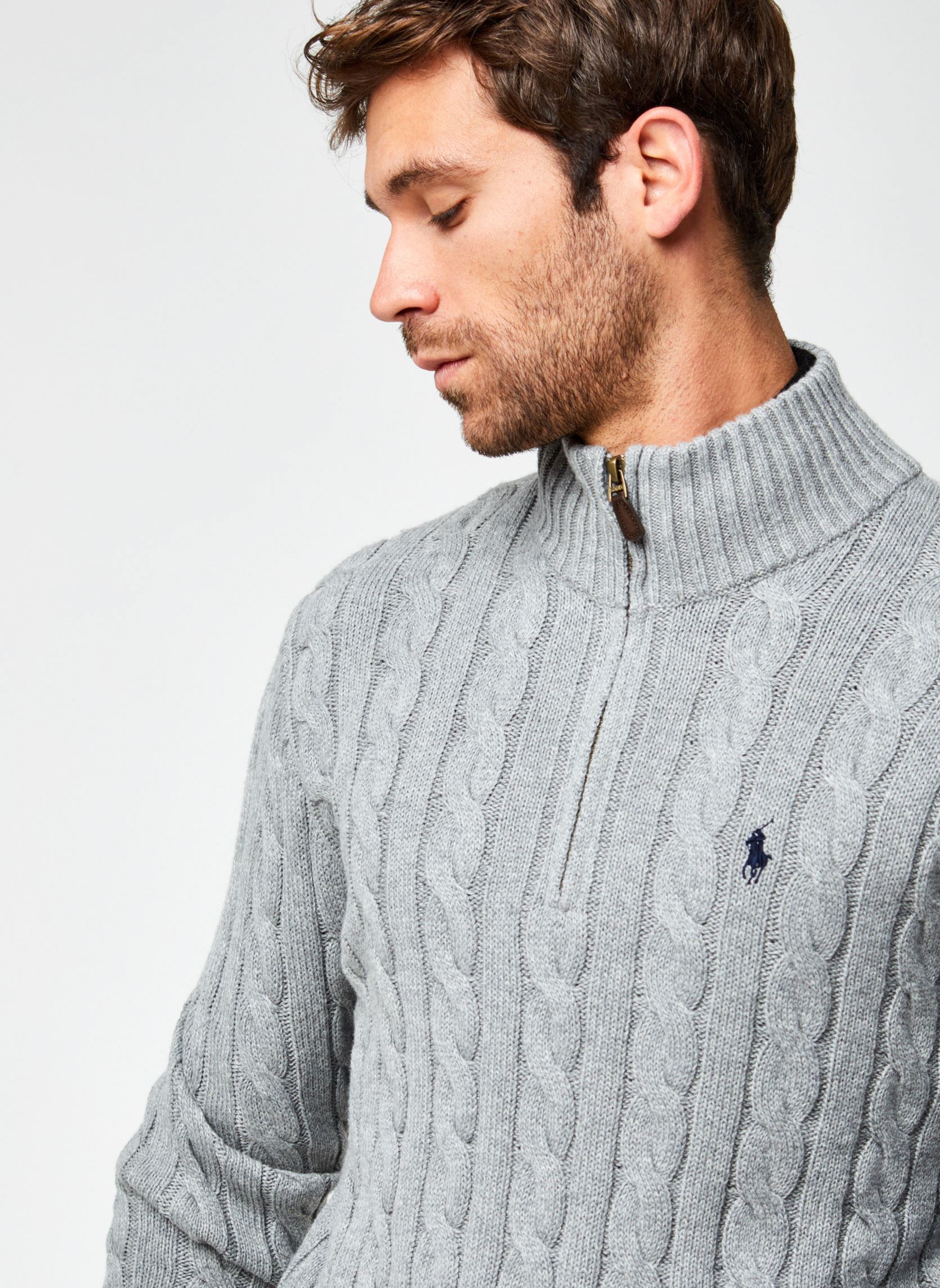 Pullover Pull torsadé en coton 710810841 herren grau Polo Ralph Lauren Pullover Pull torsadé en coton 710810841 herren grau FAWN GREY HEATHER