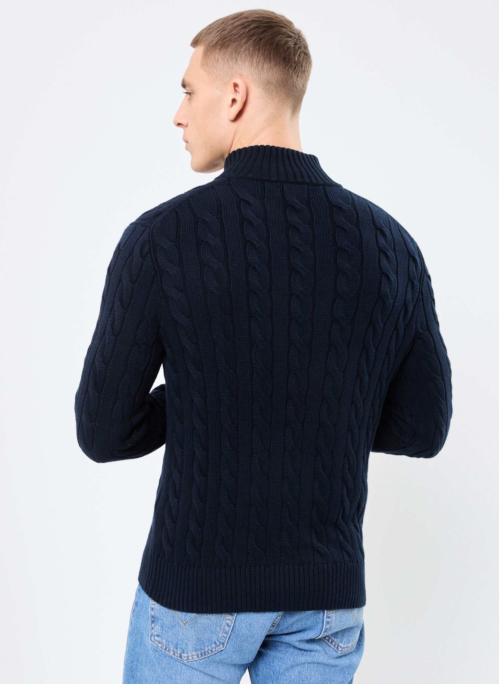 Pulls Pull torsadé en coton 710810841 homme bleu Polo Ralph Lauren Pulls Pull torsadé en coton 710810841 homme bleu HUNTER NAVY