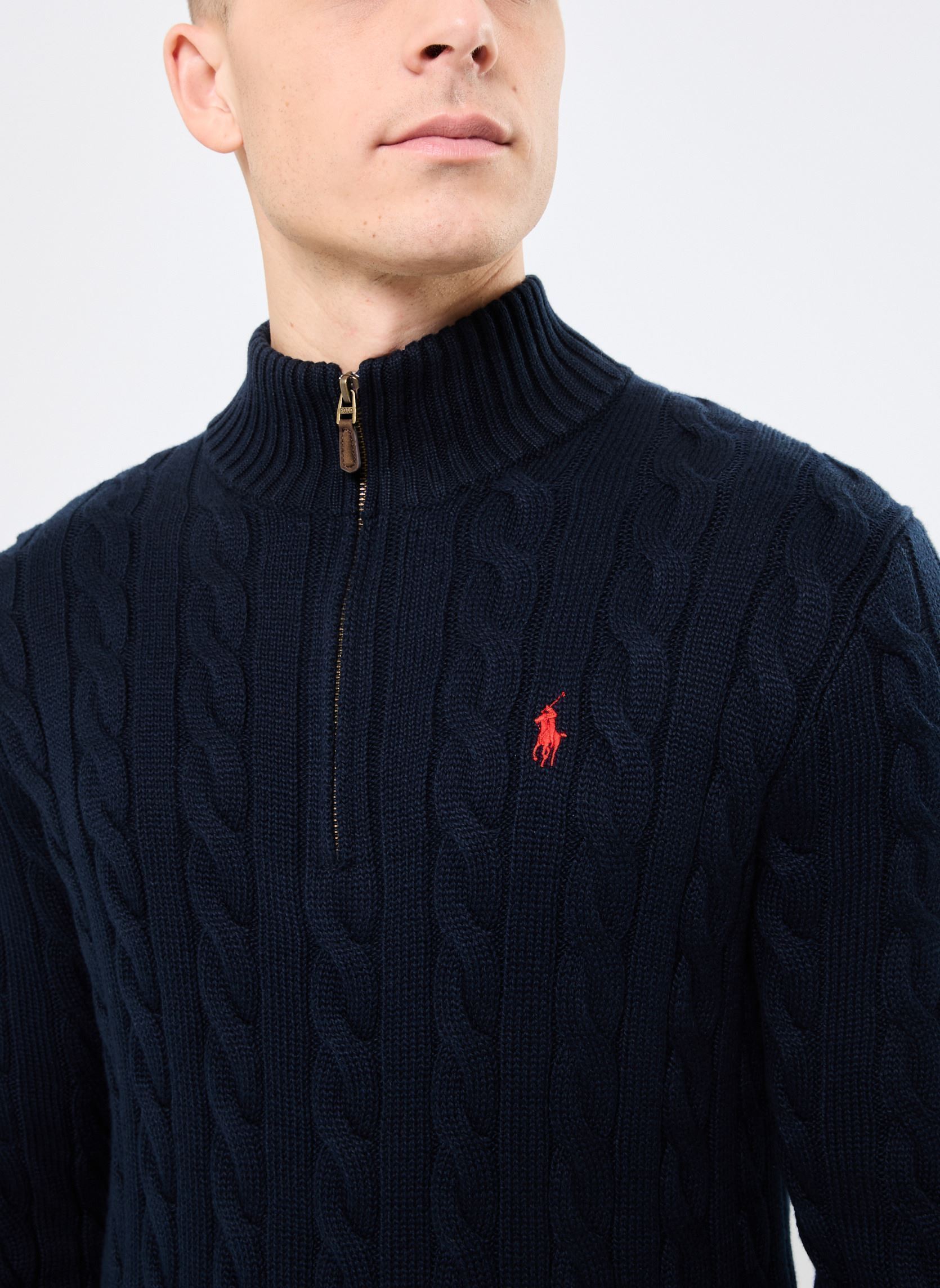 Pulls Pull torsadé en coton 710810841 homme bleu Polo Ralph Lauren Pulls Pull torsadé en coton 710810841 homme bleu HUNTER NAVY