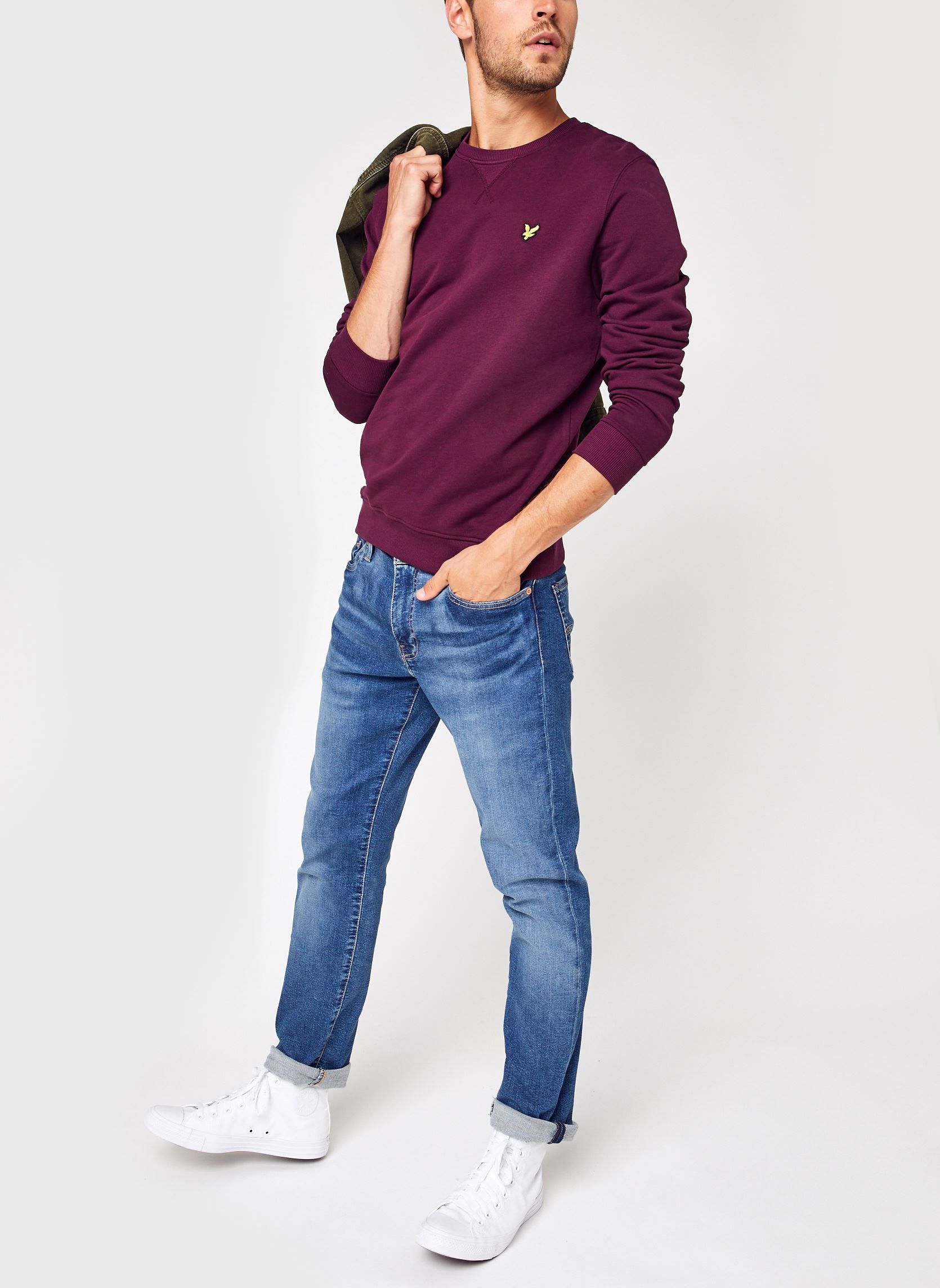Sweats Crew Neck Sweatshirt homme bordeaux Lyle & Scott Sweats Crew Neck Sweatshirt homme bordeaux Z562 BURGUNDY