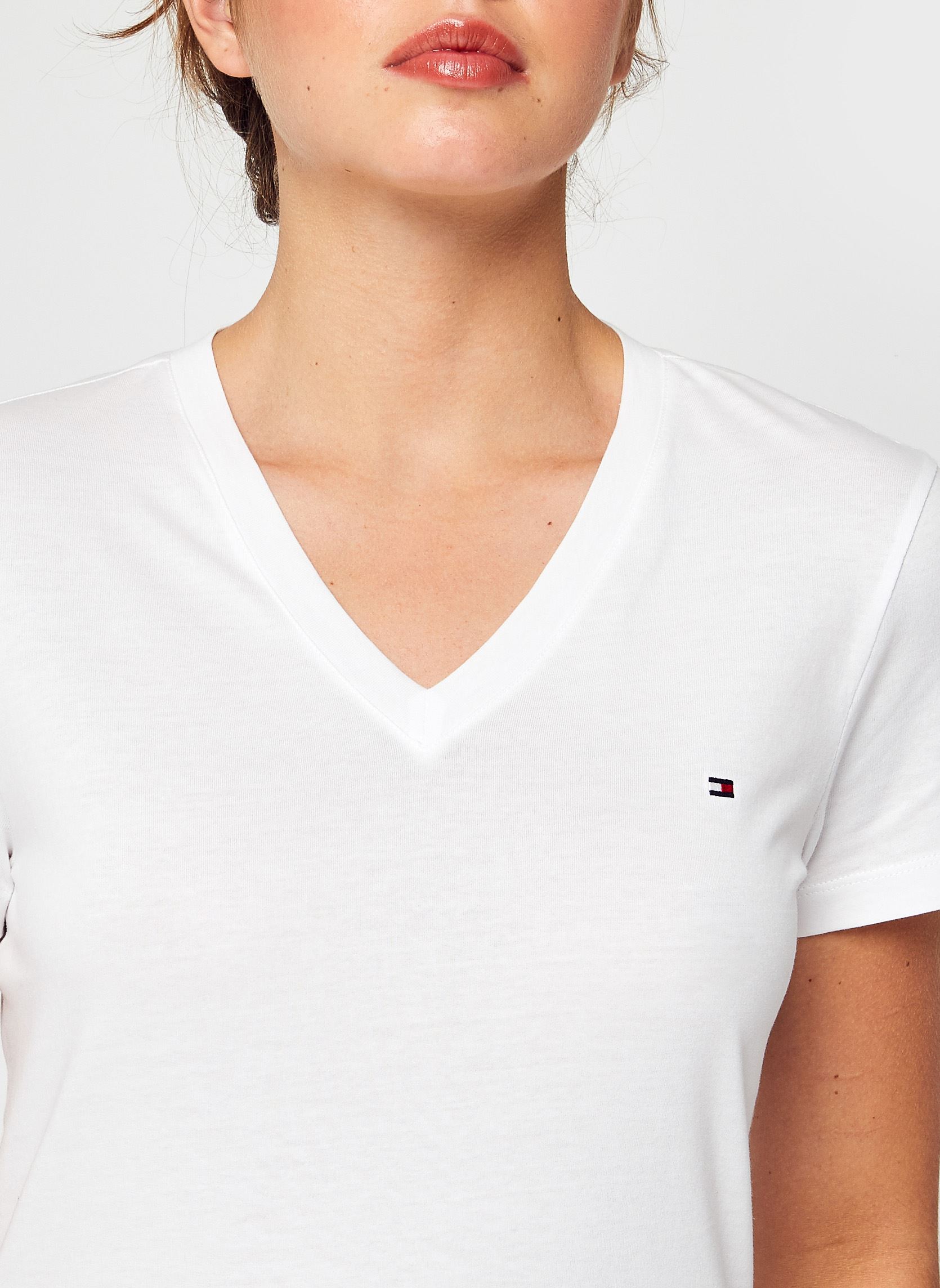 T-shirts Heritage V-Neck Tee dames wit Tommy Hilfiger T-shirts Heritage V-Neck Tee dames wit CLASSIC WHITE