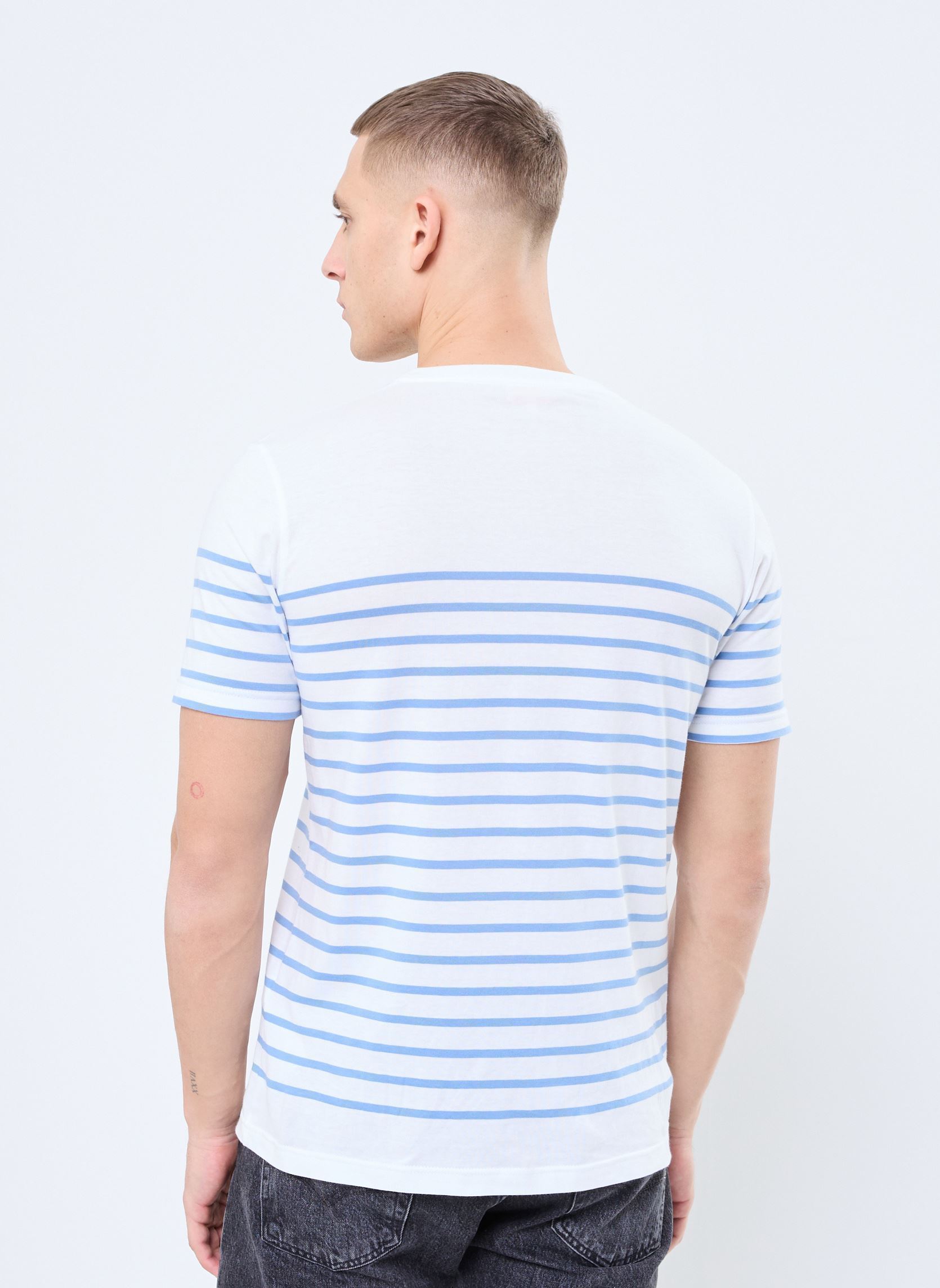 T-shirts Marinière ''Etel'' Homme heren wit Armor Lux T-shirts Marinière ''Etel'' Homme heren wit Blanc Flax Blue
