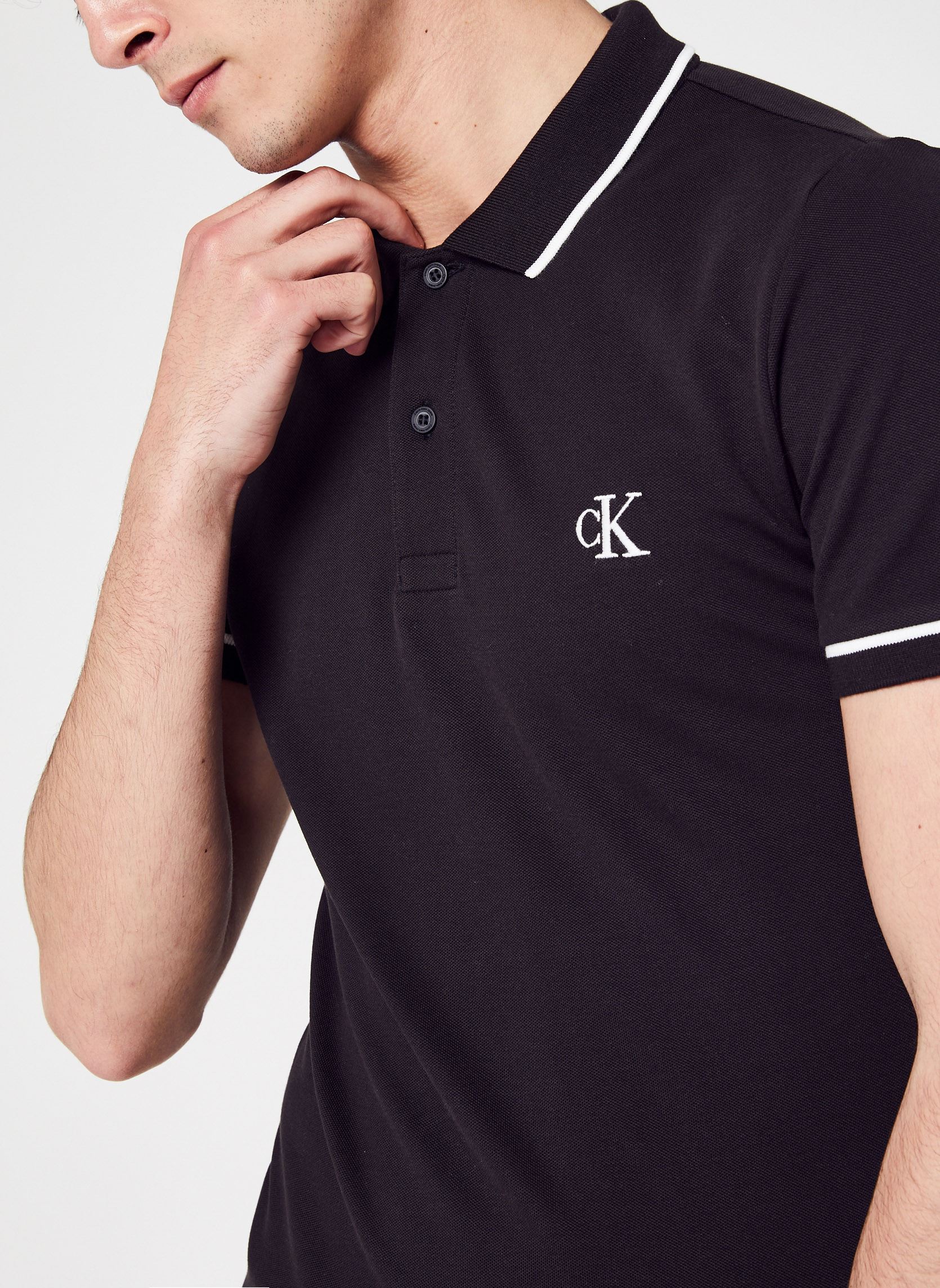 Polos Tipping Slim Polo homme noir Calvin Klein Jeans Polos Tipping Slim Polo homme noir BAE-BLACK