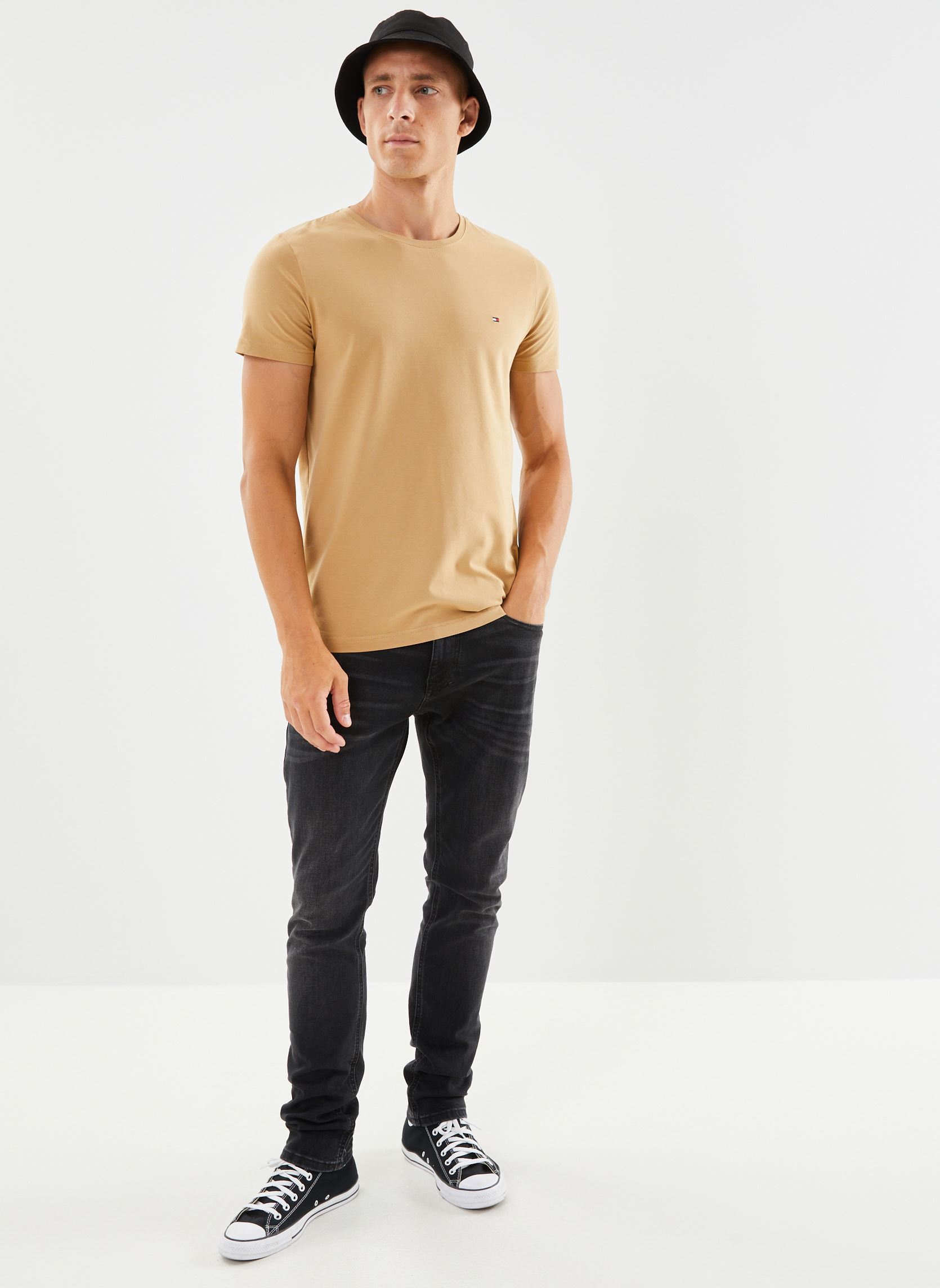 Tee-shirts Stretch Slim Fit Tee homme beige Tommy Hilfiger Tee-shirts Stretch Slim Fit Tee homme beige CLASSIC KHAKI