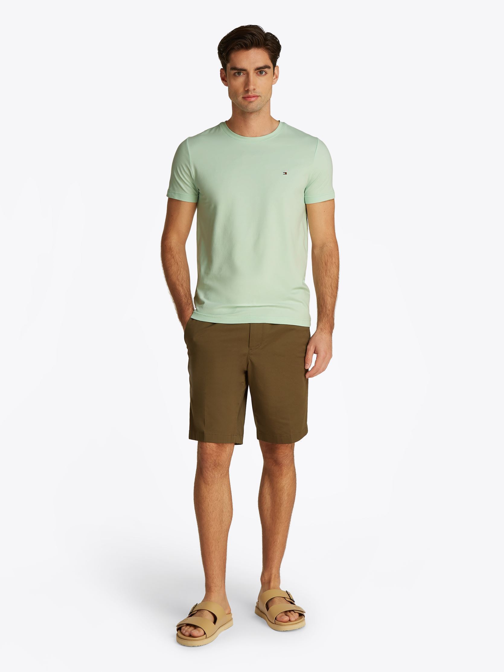 Tee-shirts Stretch Slim Fit Tee homme vert Tommy Hilfiger Tee-shirts Stretch Slim Fit Tee homme vert OPAL GREEN