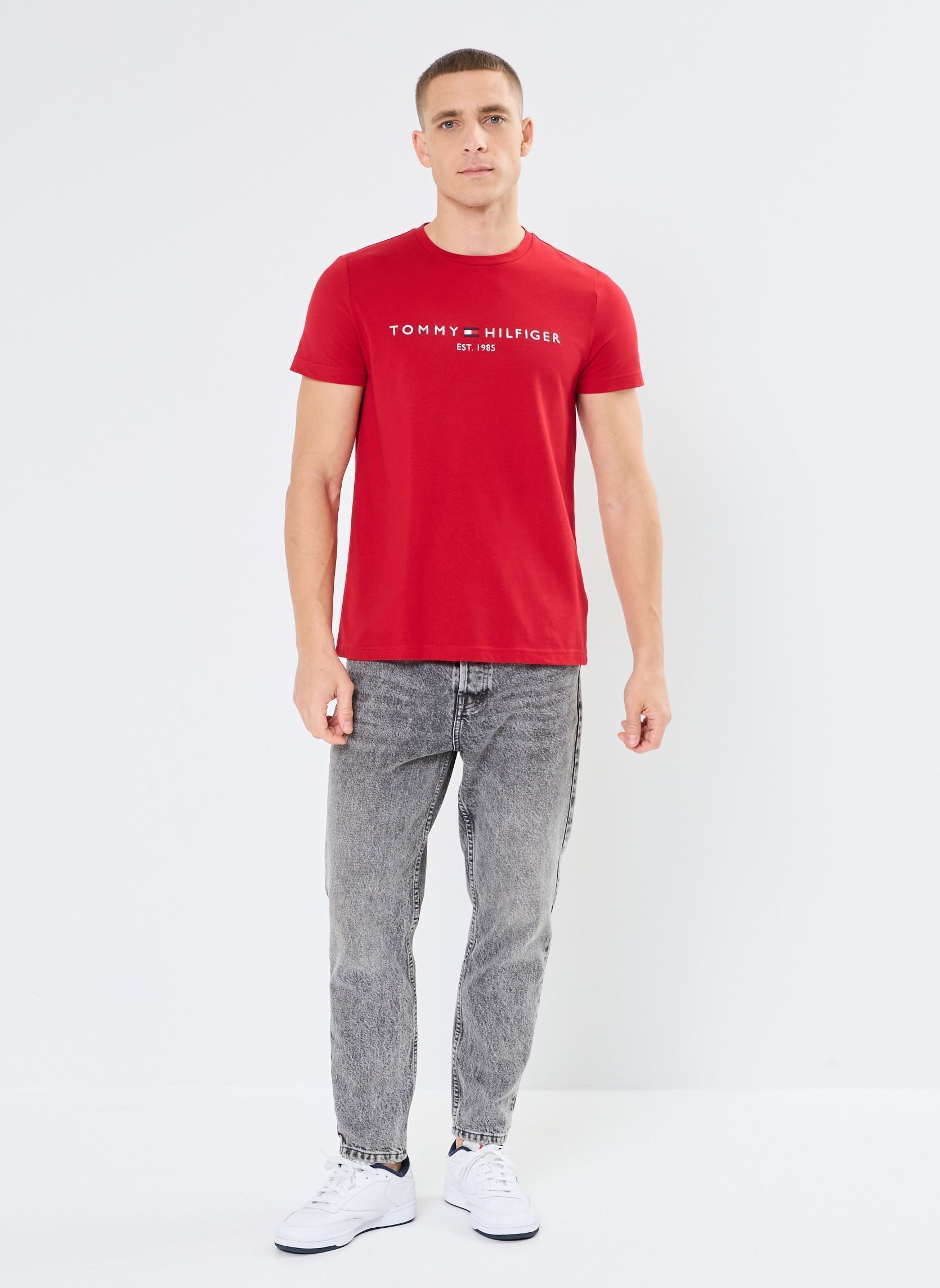 Tee-shirts Tommy Logo Tee homme rouge Tommy Hilfiger Tee-shirts Tommy Logo Tee homme rouge MEDIUM RED