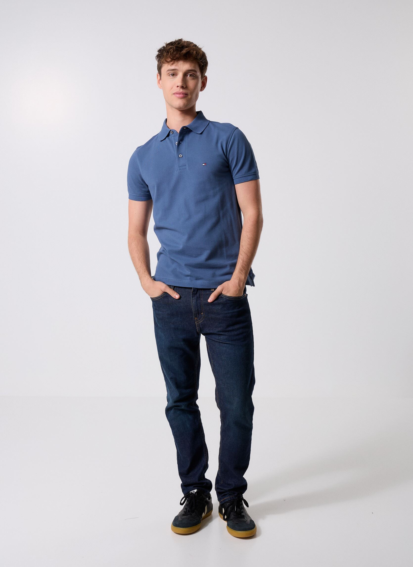 Polos 1985 Slim Polo homme bleu Tommy Hilfiger Polos 1985 Slim Polo homme bleu AEGEAN SEA