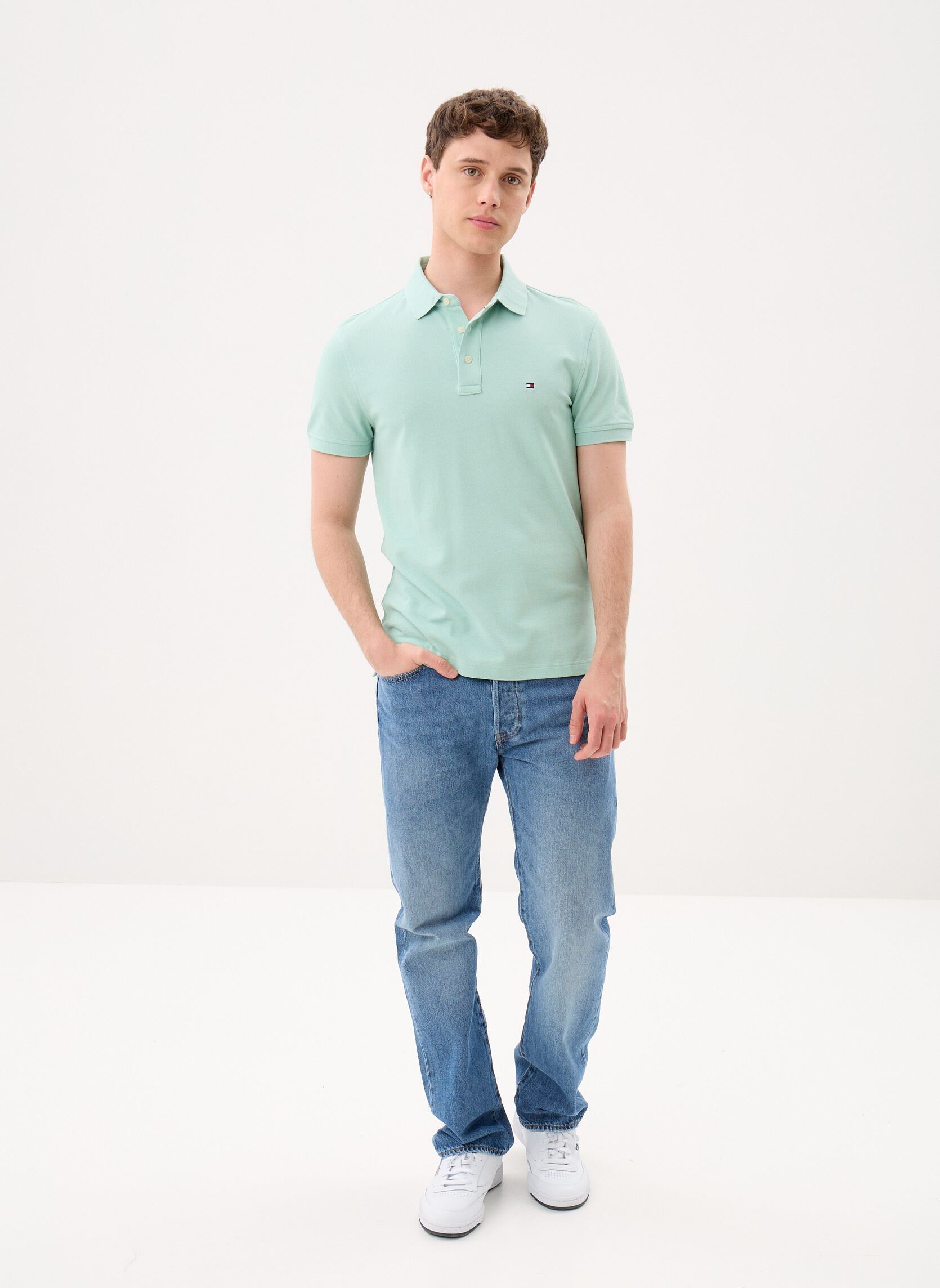 Polos 1985 Slim Polo homme vert Tommy Hilfiger Polos 1985 Slim Polo homme vert CRUSHED MINT