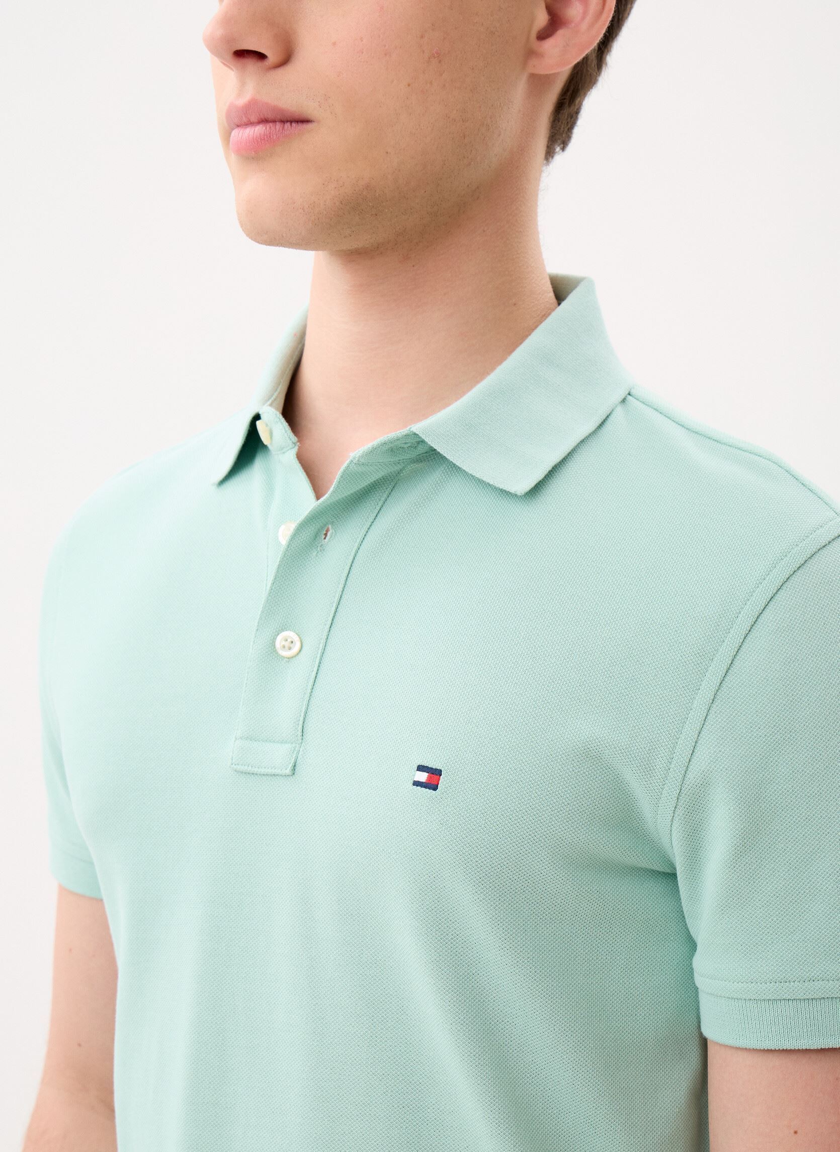Polos 1985 Slim Polo homme vert Tommy Hilfiger Polos 1985 Slim Polo homme vert CRUSHED MINT