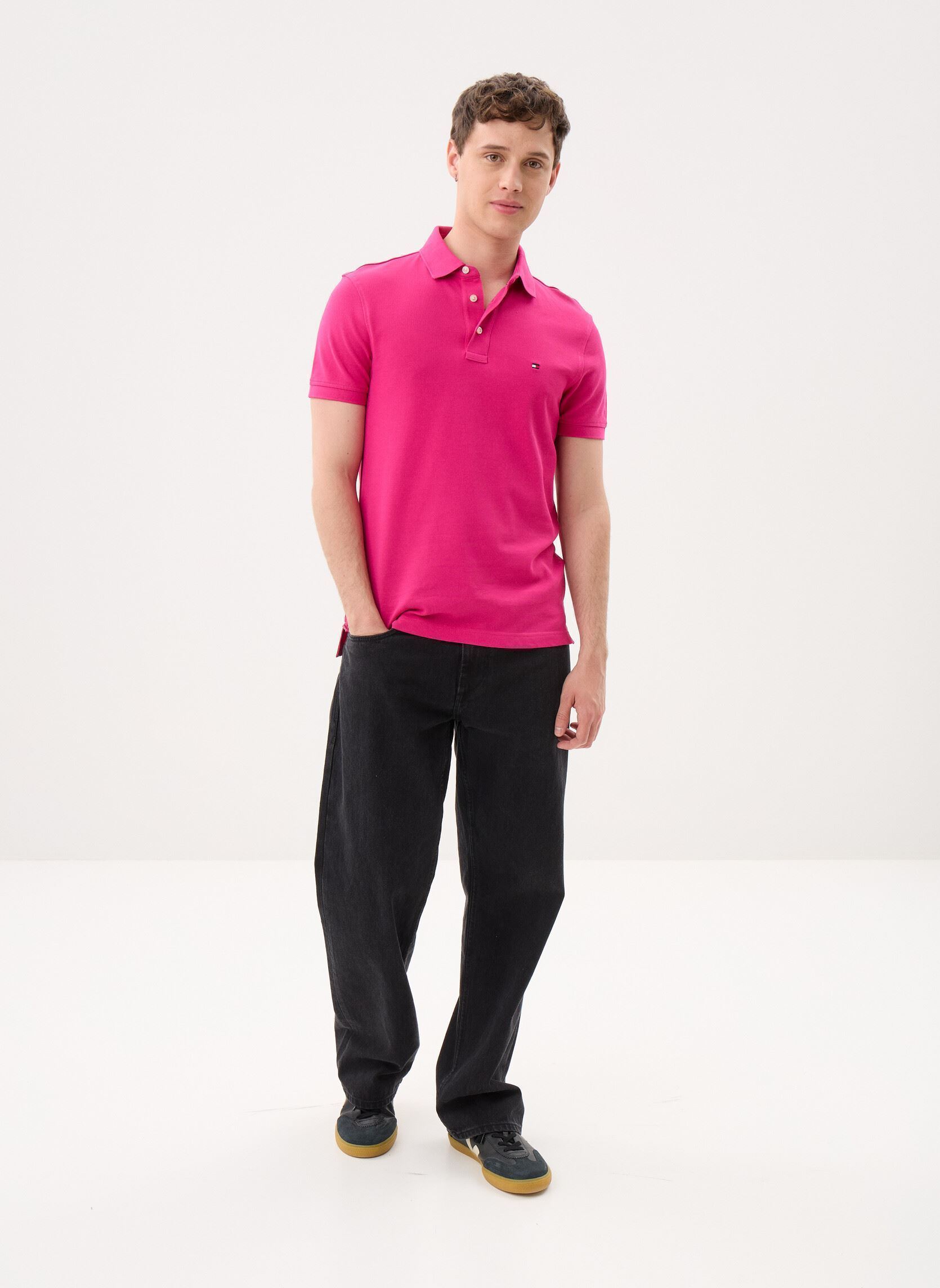 Polos 1985 Slim Polo homme rose Tommy Hilfiger Polos 1985 Slim Polo homme rose ECCENTRIC MAGENTA