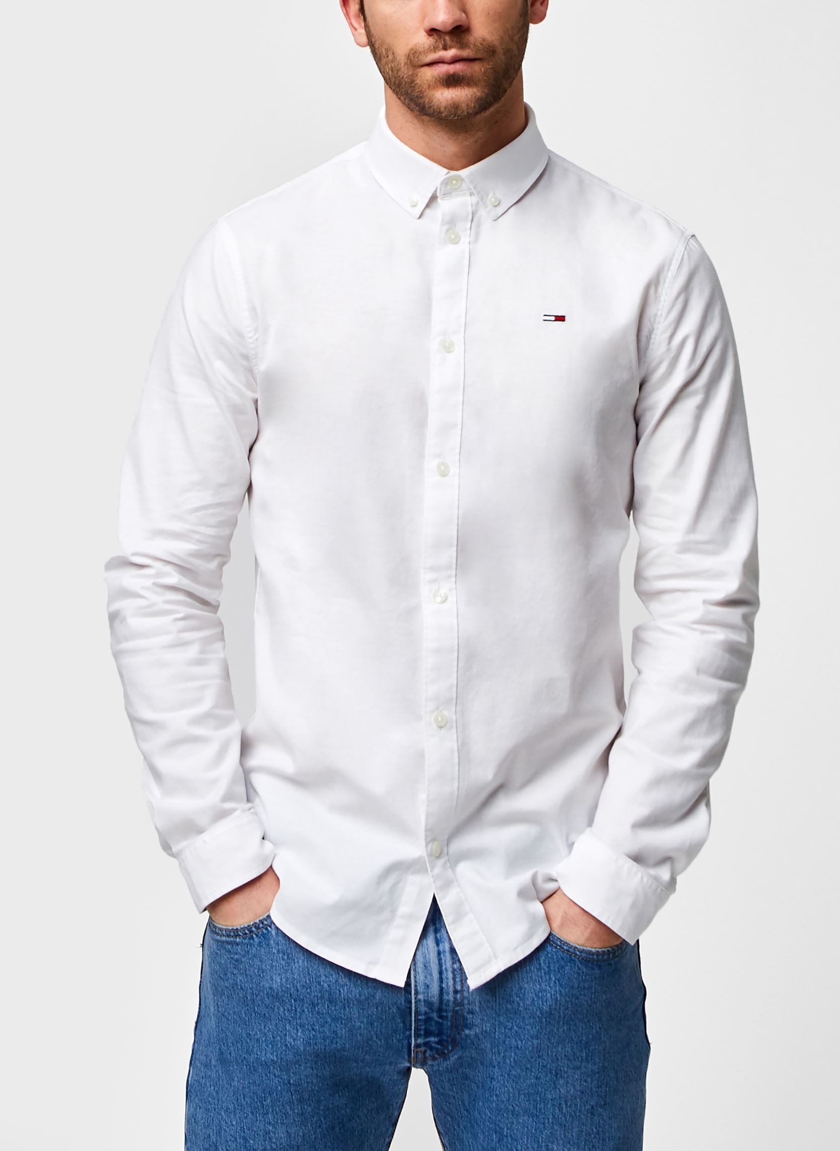 Chemises TJM Slim Stretch Oxford Shirt Eco homme blanc Tommy Jeans Chemises TJM Slim Stretch Oxford Shirt Eco homme blanc WHITE