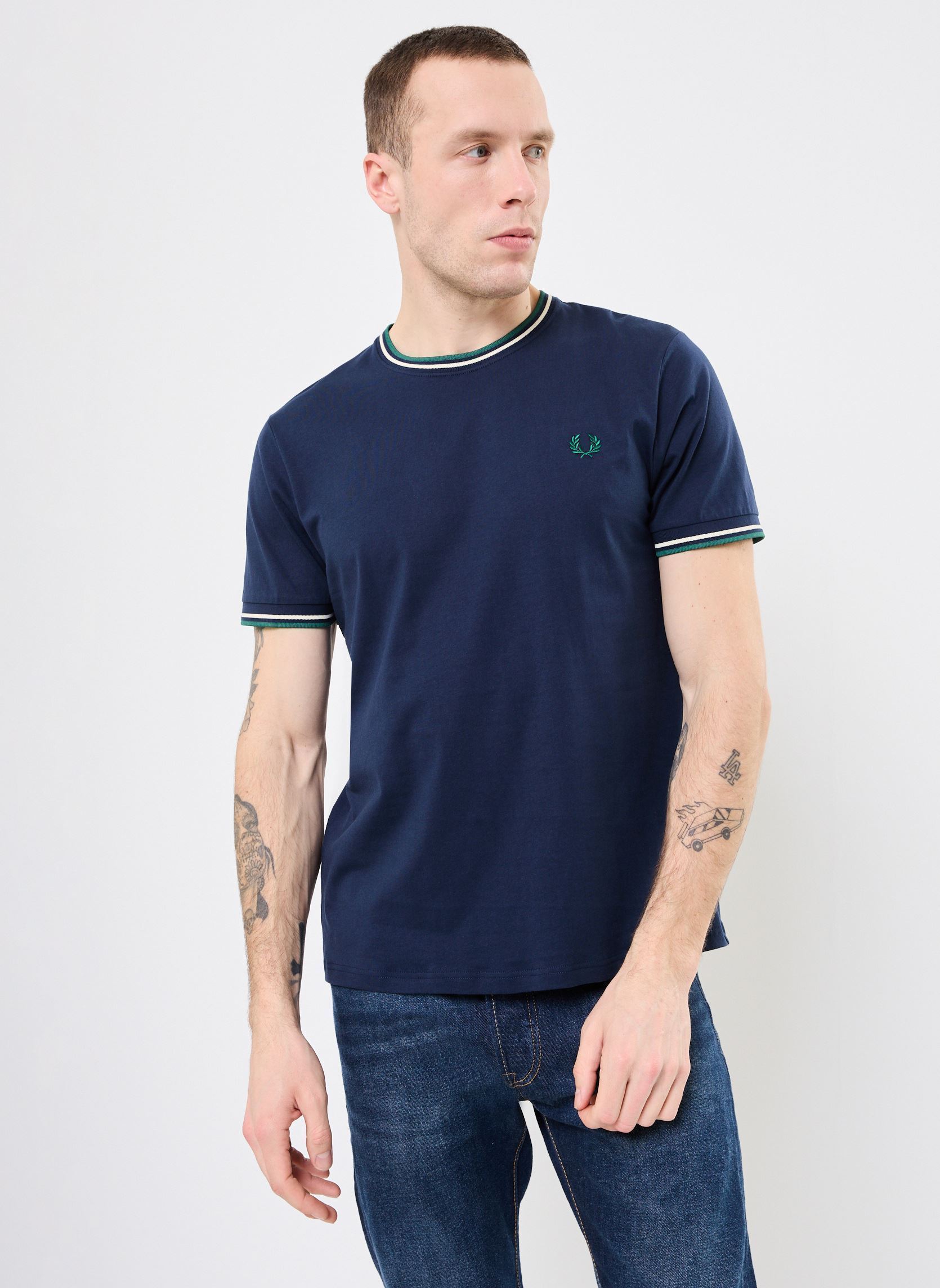 Tee-shirts Twin Tipped T-Shirt homme bleu Fred Perry Tee-shirts Twin Tipped T-Shirt homme bleu DRKCR/LECR/LBLGR