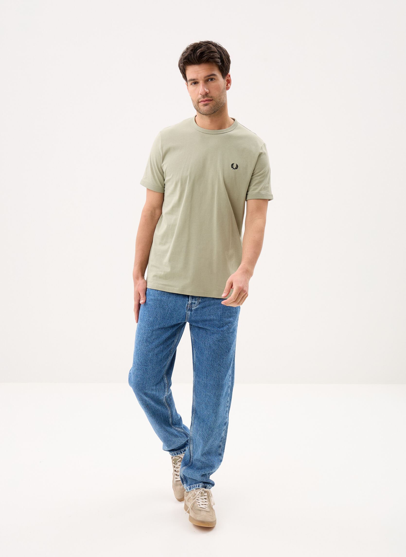 Tee-shirts Ringer T-Shirt homme vert Fred Perry Tee-shirts Ringer T-Shirt homme vert SEAGRASS