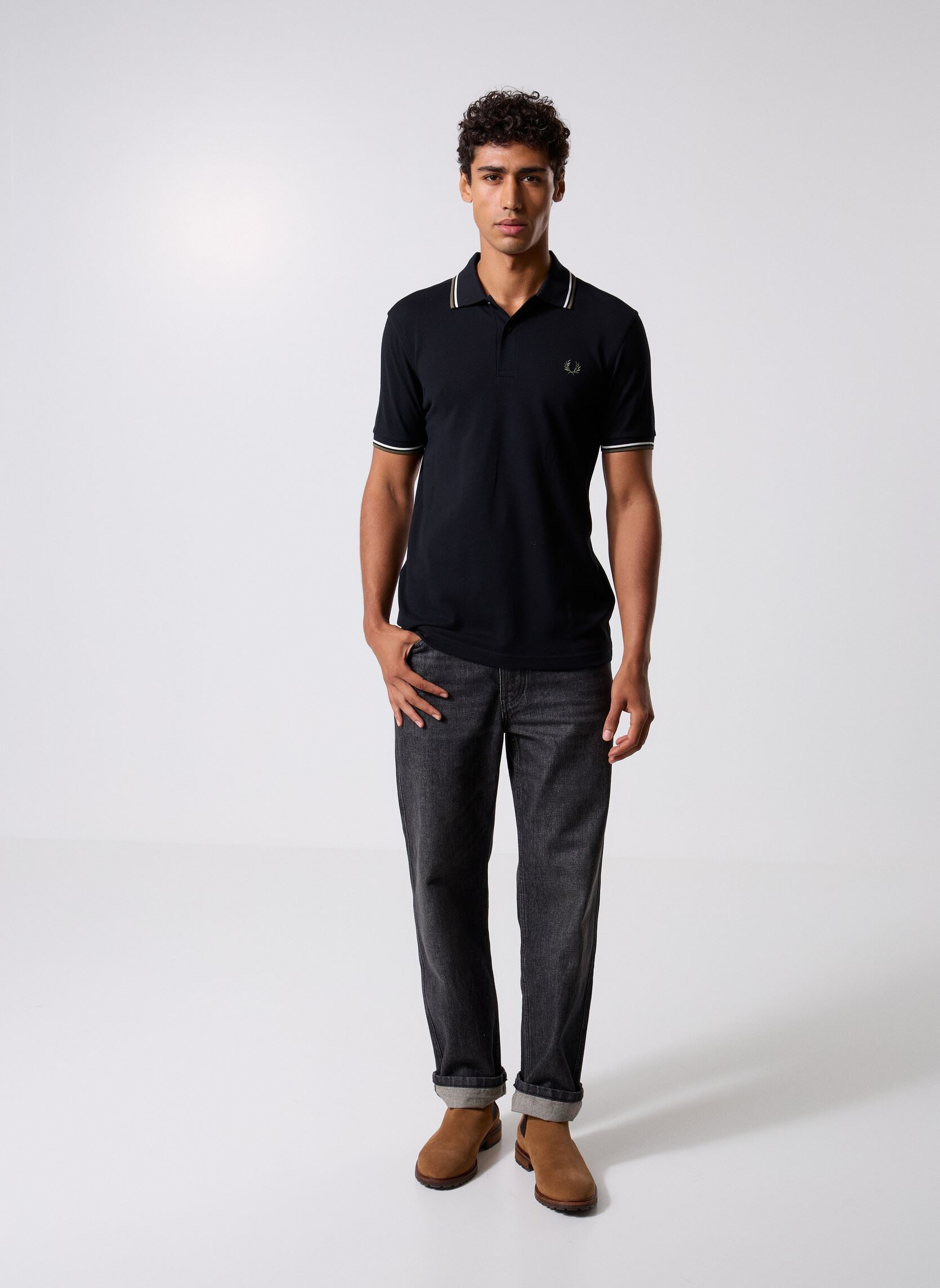 Polos Twin Tipped Fred Perry Shirt homme noir Fred Perry Polos Twin Tipped Fred Perry Shirt homme noir BLK/ECR/LRLWGREN