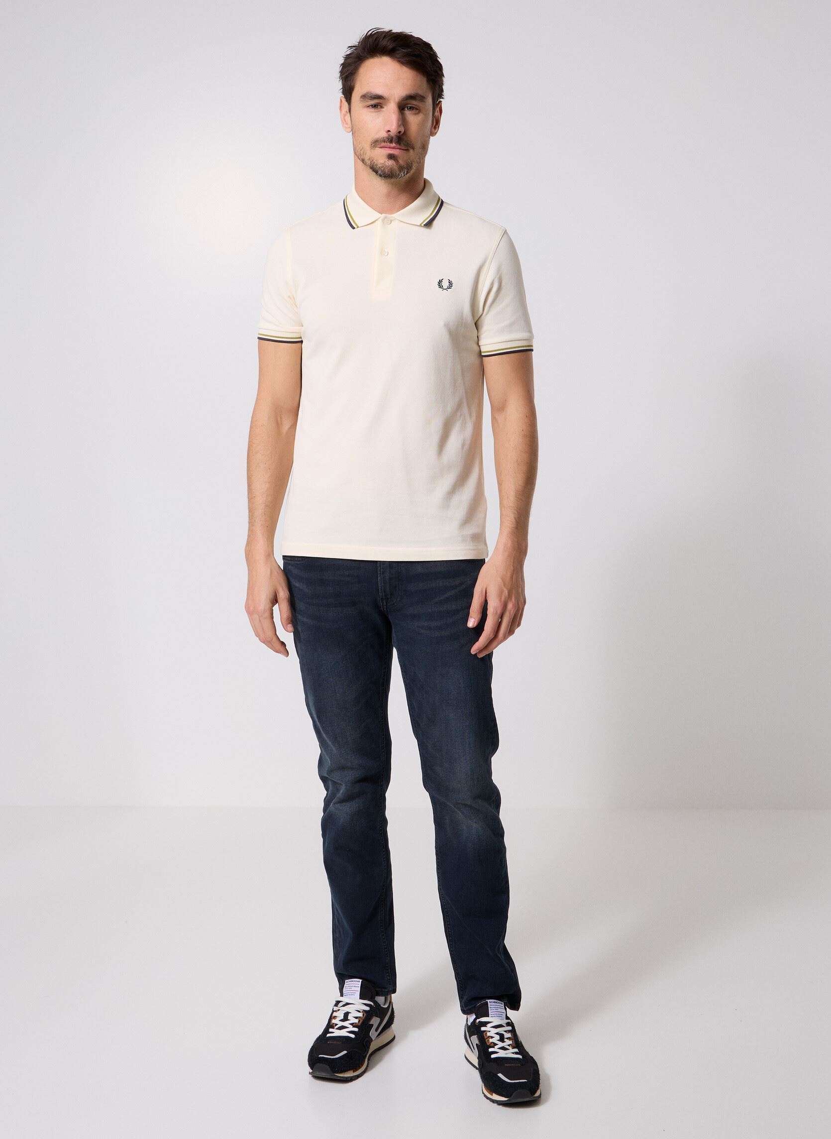 Polos Twin Tipped Fred Perry Shirt homme blanc Fred Perry Polos Twin Tipped Fred Perry Shirt homme blanc ECR/TBYLLW/ANCGY