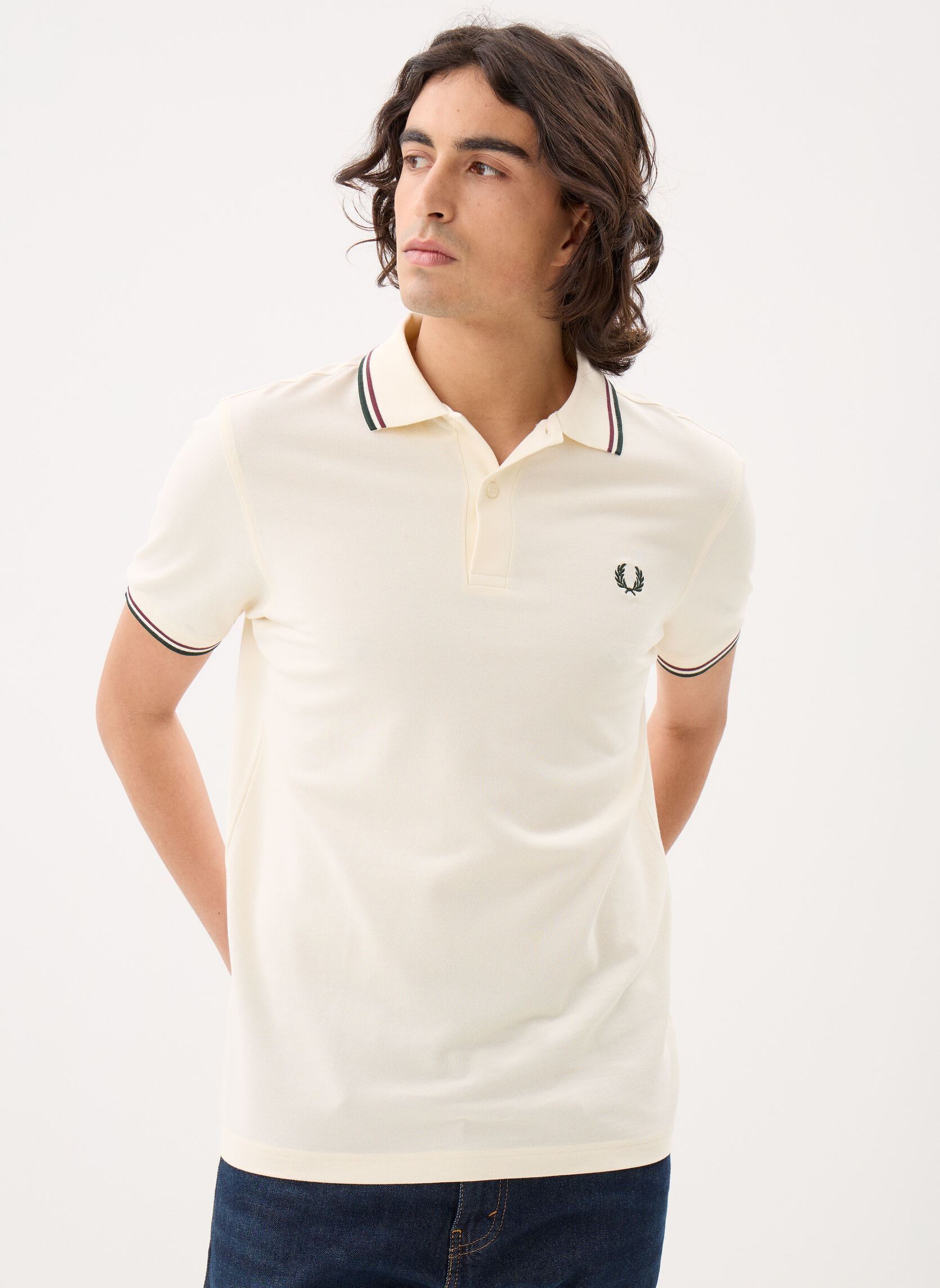 Polos Twin Tipped Fred Perry Shirt homme blanc Fred Perry Polos Twin Tipped Fred Perry Shirt homme blanc ECR/OXBLD/GRSRTS