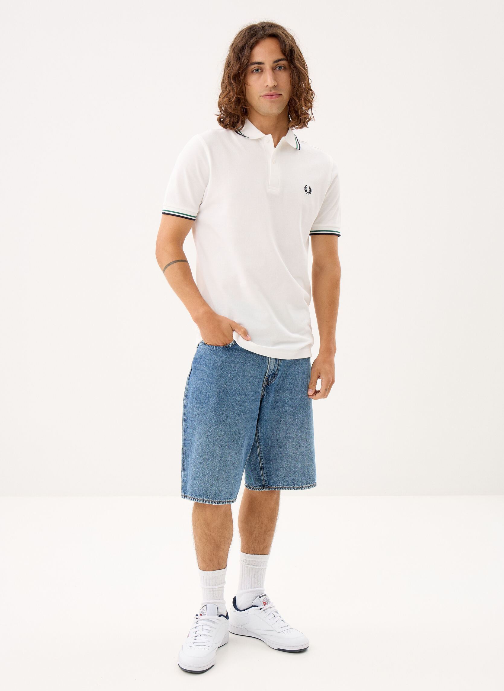 Polos Twin Tipped Fred Perry Shirt homme blanc Fred Perry Polos Twin Tipped Fred Perry Shirt homme blanc SNOW WHITE/SPORTS GREEN/N