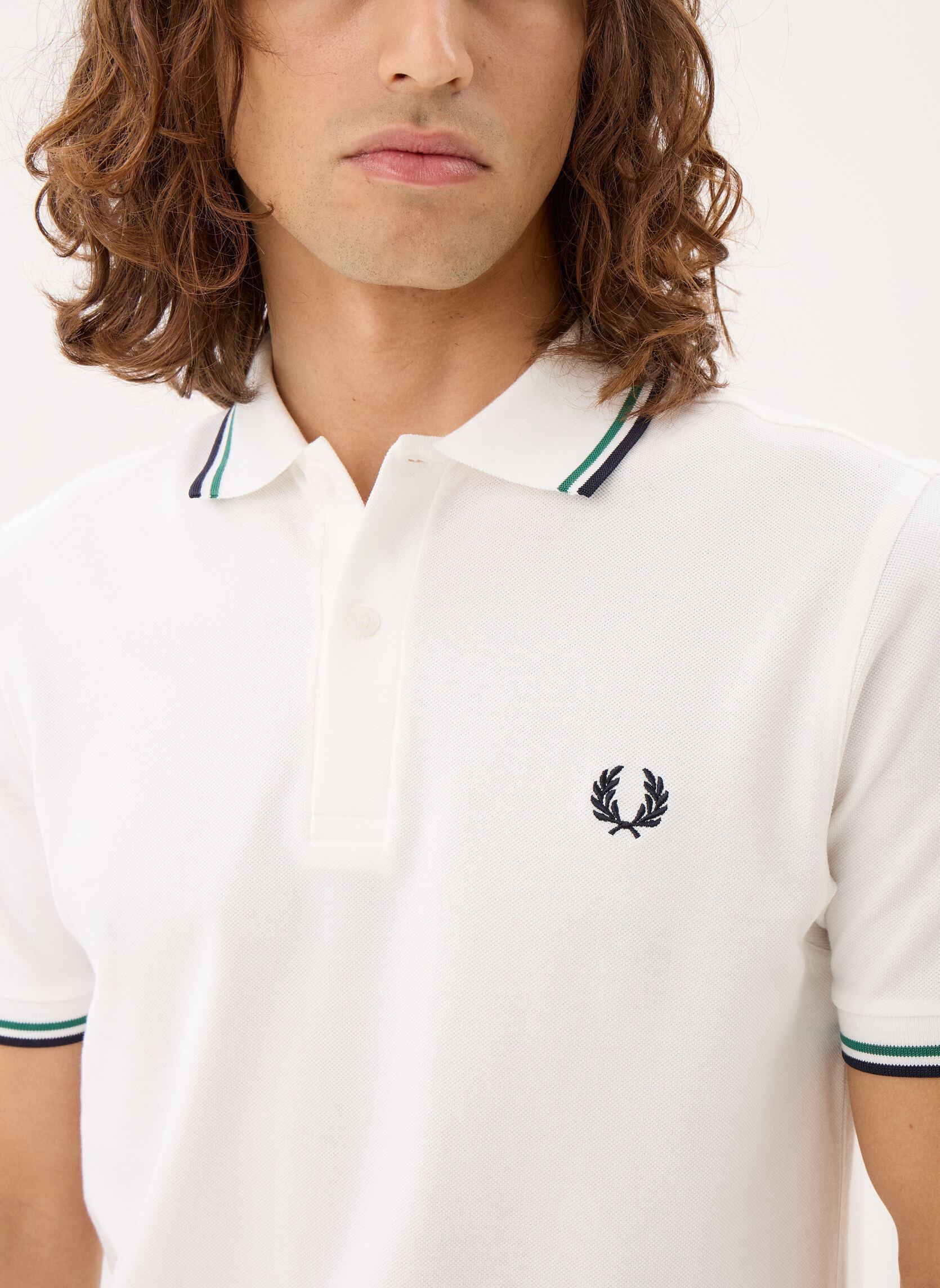 Polos Twin Tipped Fred Perry Shirt homme blanc Fred Perry Polos Twin Tipped Fred Perry Shirt homme blanc SNOW WHITE/SPORTS GREEN/N