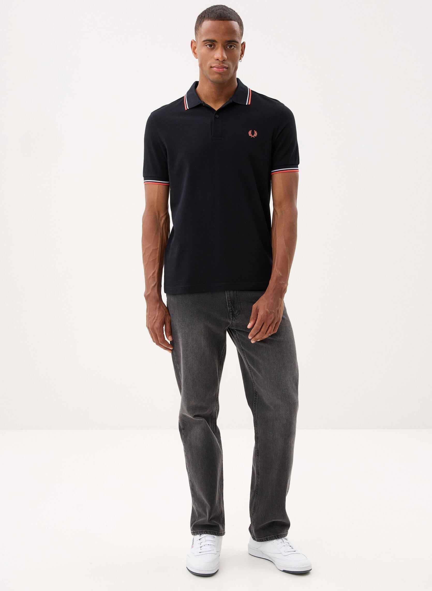 Polos Twin Tipped Fred Perry Shirt homme noir Fred Perry Polos Twin Tipped Fred Perry Shirt homme noir BLACK/DUSKY BLUE/STRAWBE