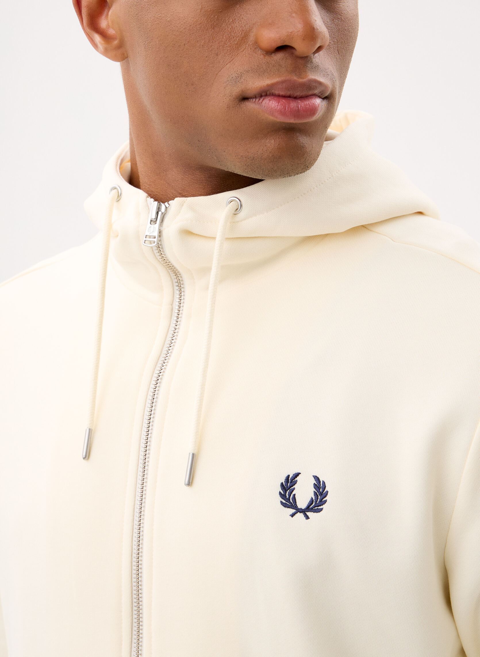 Sweats zippés Hooded Zip Through Sweatshirt homme blanc Fred Perry Sweats zippés Hooded Zip Through Sweatshirt homme blanc ECRU/DUSKY BLUE/FRENCH NA
