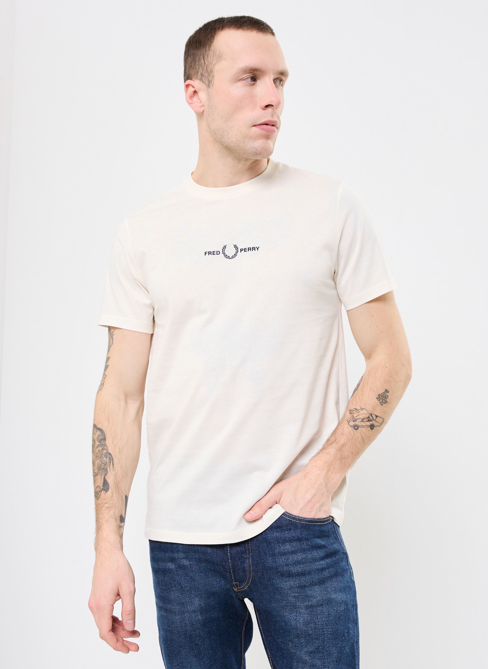 Tee-shirts Embroidered T-Shirt homme blanc Fred Perry Tee-shirts Embroidered T-Shirt homme blanc ECRU