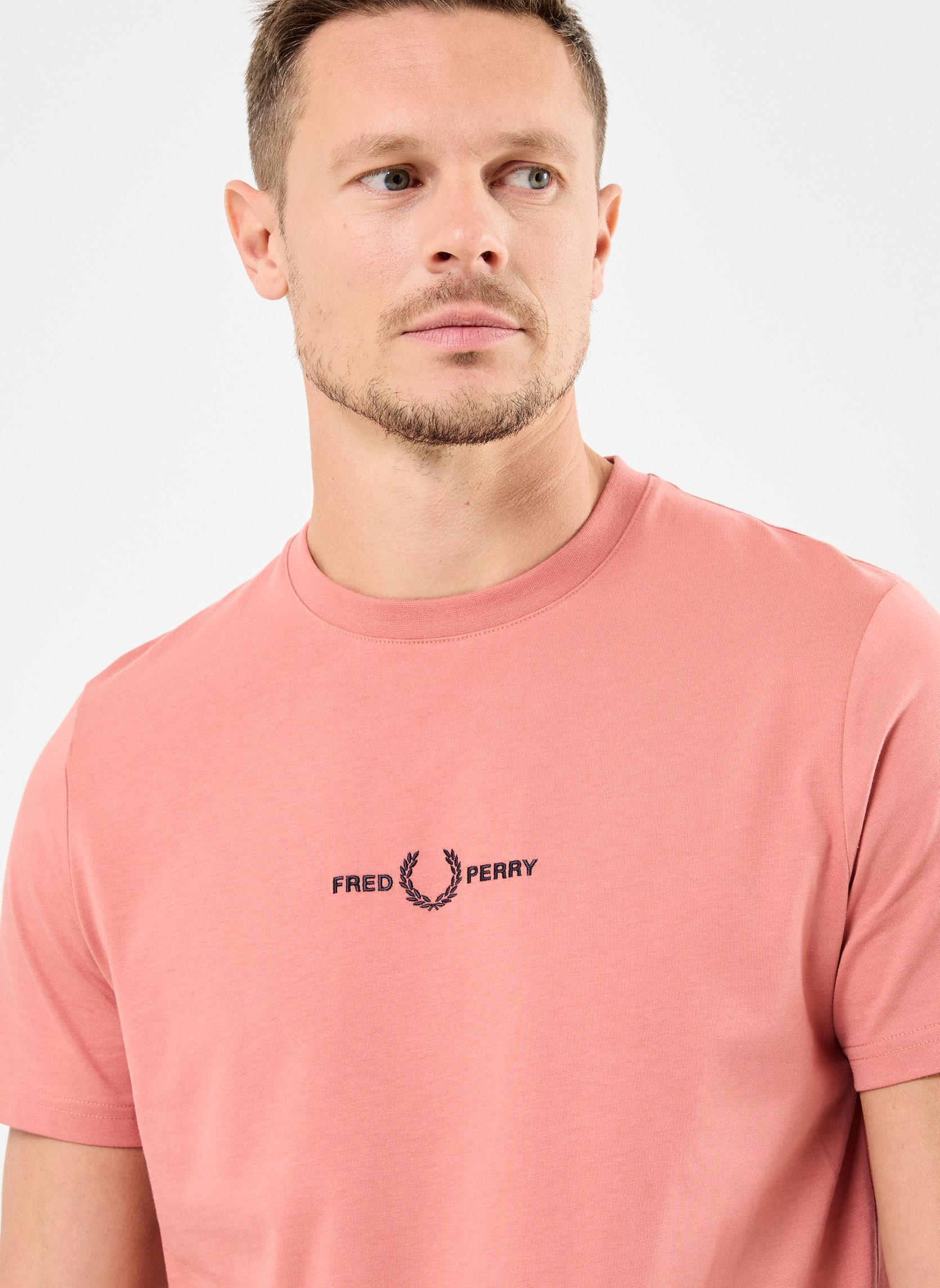 Tee-shirts Embroidered T-Shirt homme orange Fred Perry Tee-shirts Embroidered T-Shirt homme orange PUTTY PINK