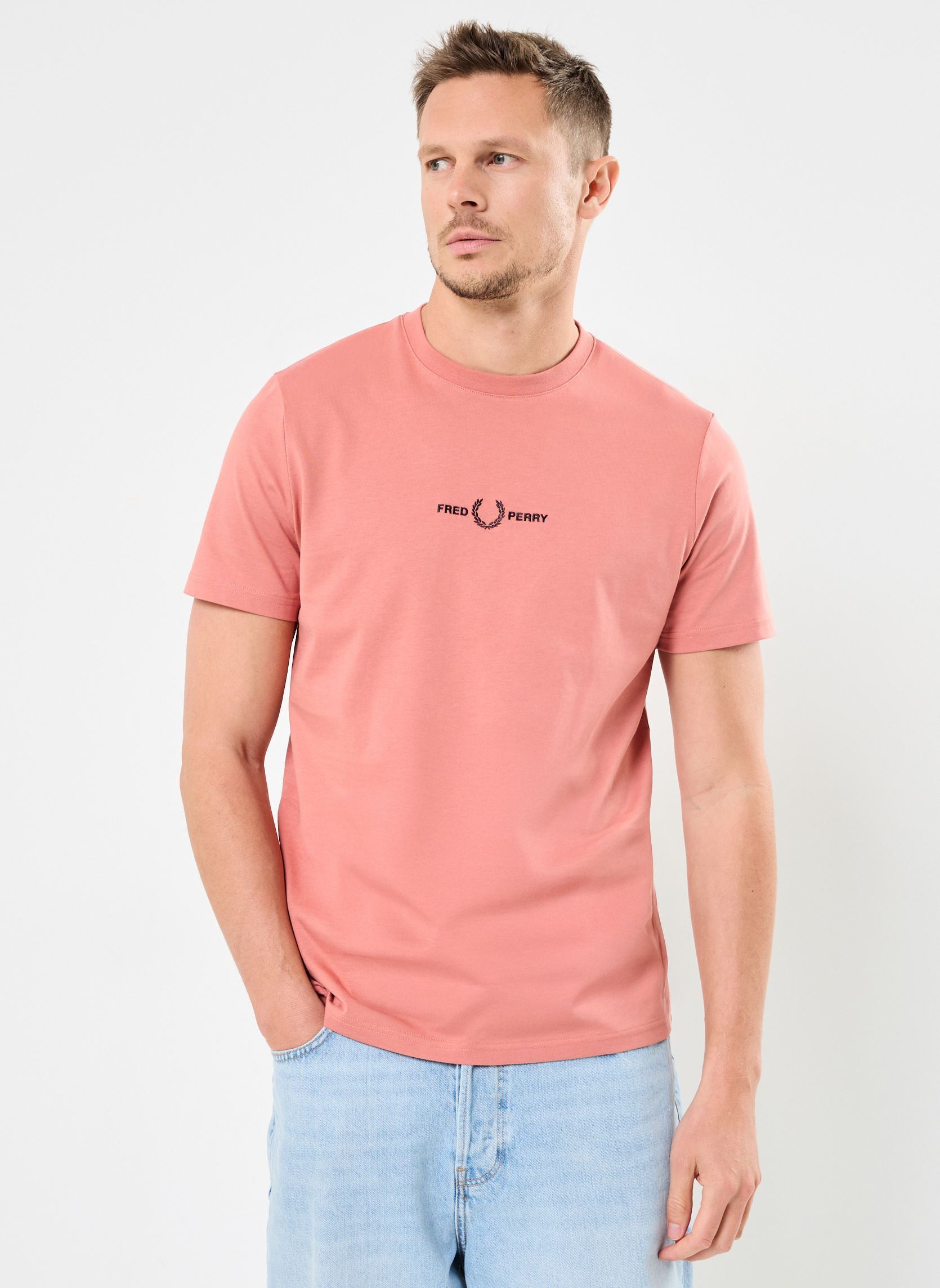Tee-shirts Embroidered T-Shirt homme orange Fred Perry Tee-shirts Embroidered T-Shirt homme orange PUTTY PINK