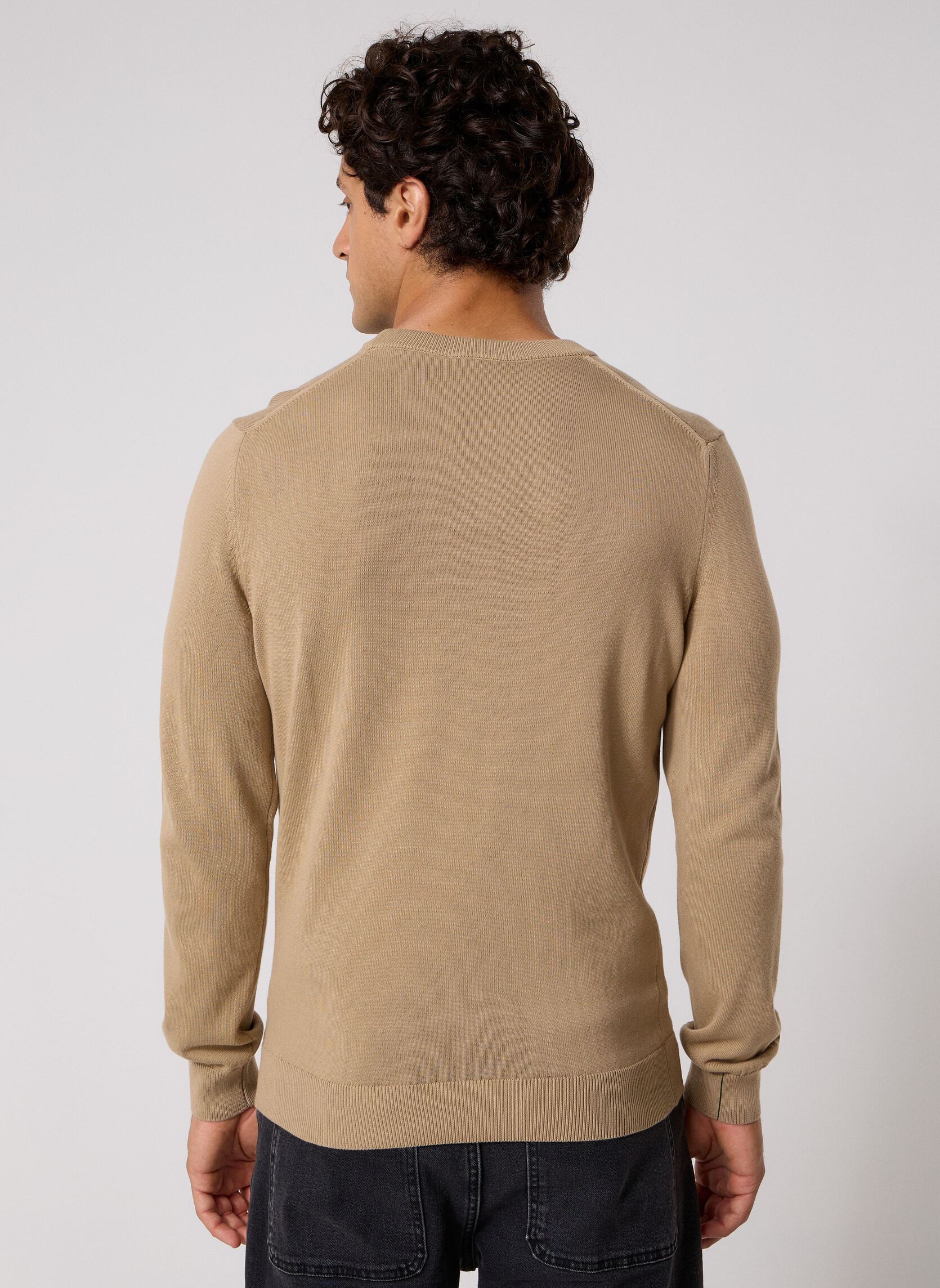 Pulls Pull à col rond en coton homme beige Lacoste Pulls Pull à col rond en coton homme beige COOKIE