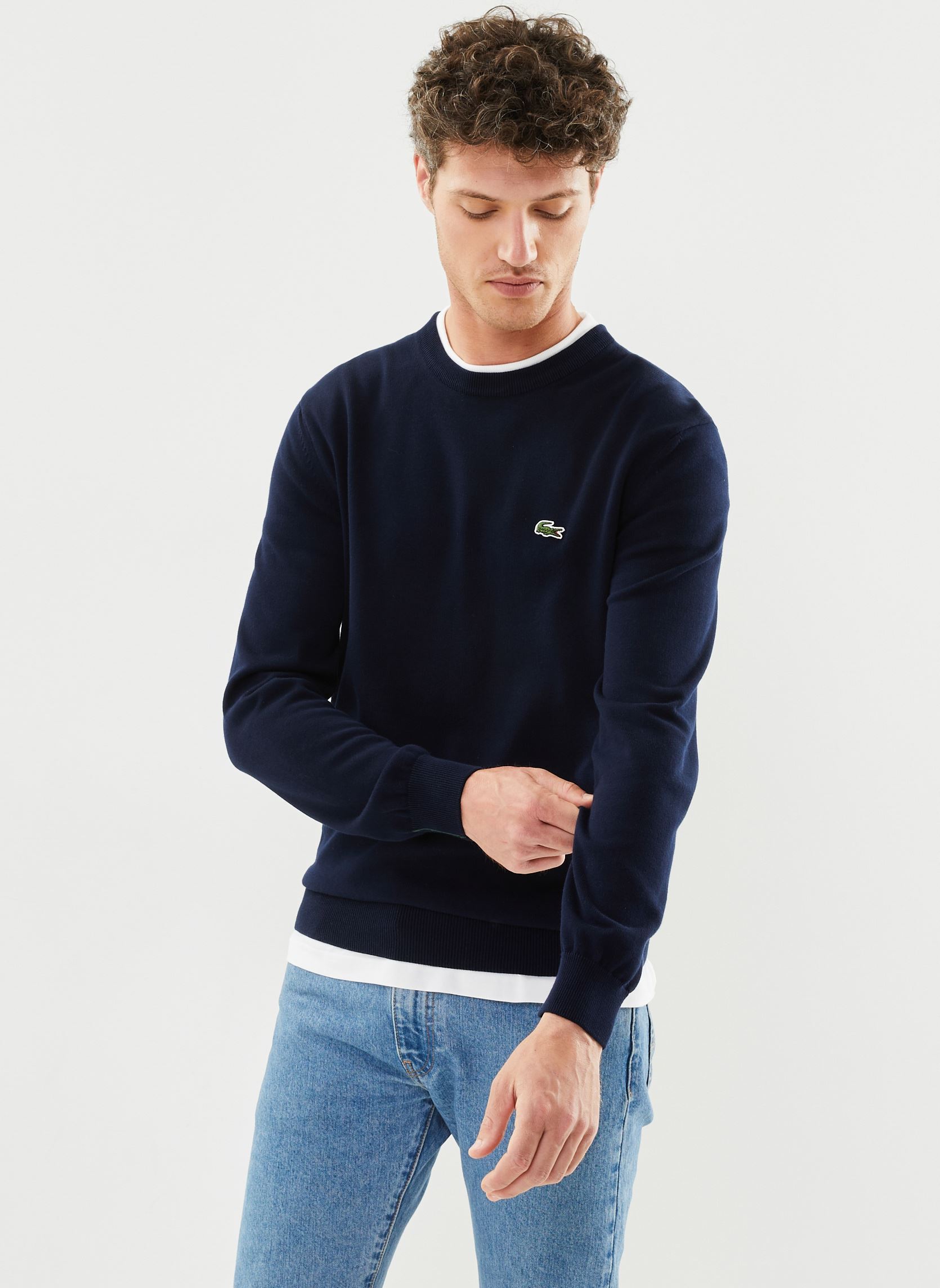 Pullover Pull à col rond en coton herren blau Lacoste Pullover Pull à col rond en coton herren blau MARINE